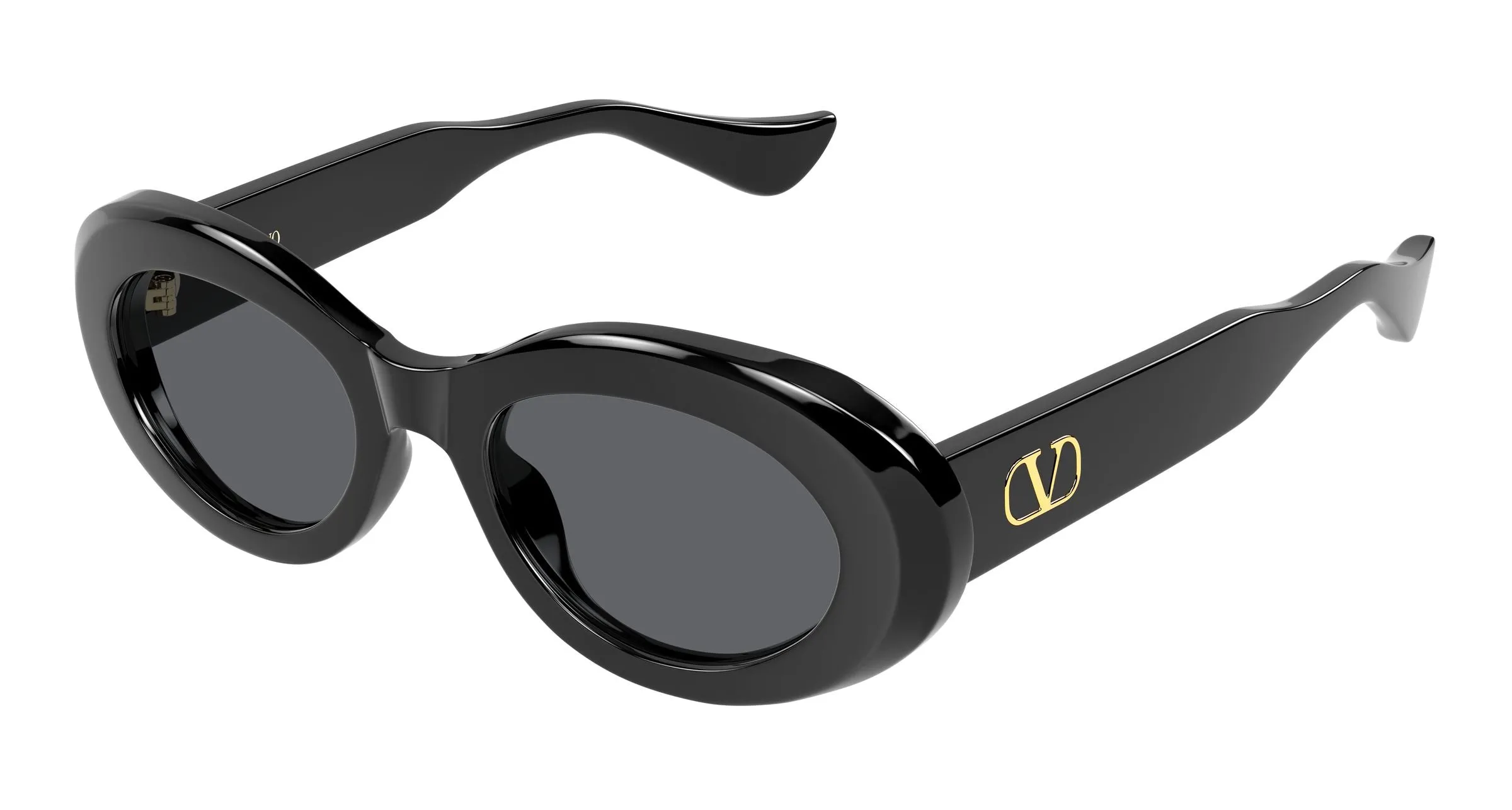 Valentino VG0057S 001 Occhiali da sole Acetato Nero Grigio Rotonda - immagine 1