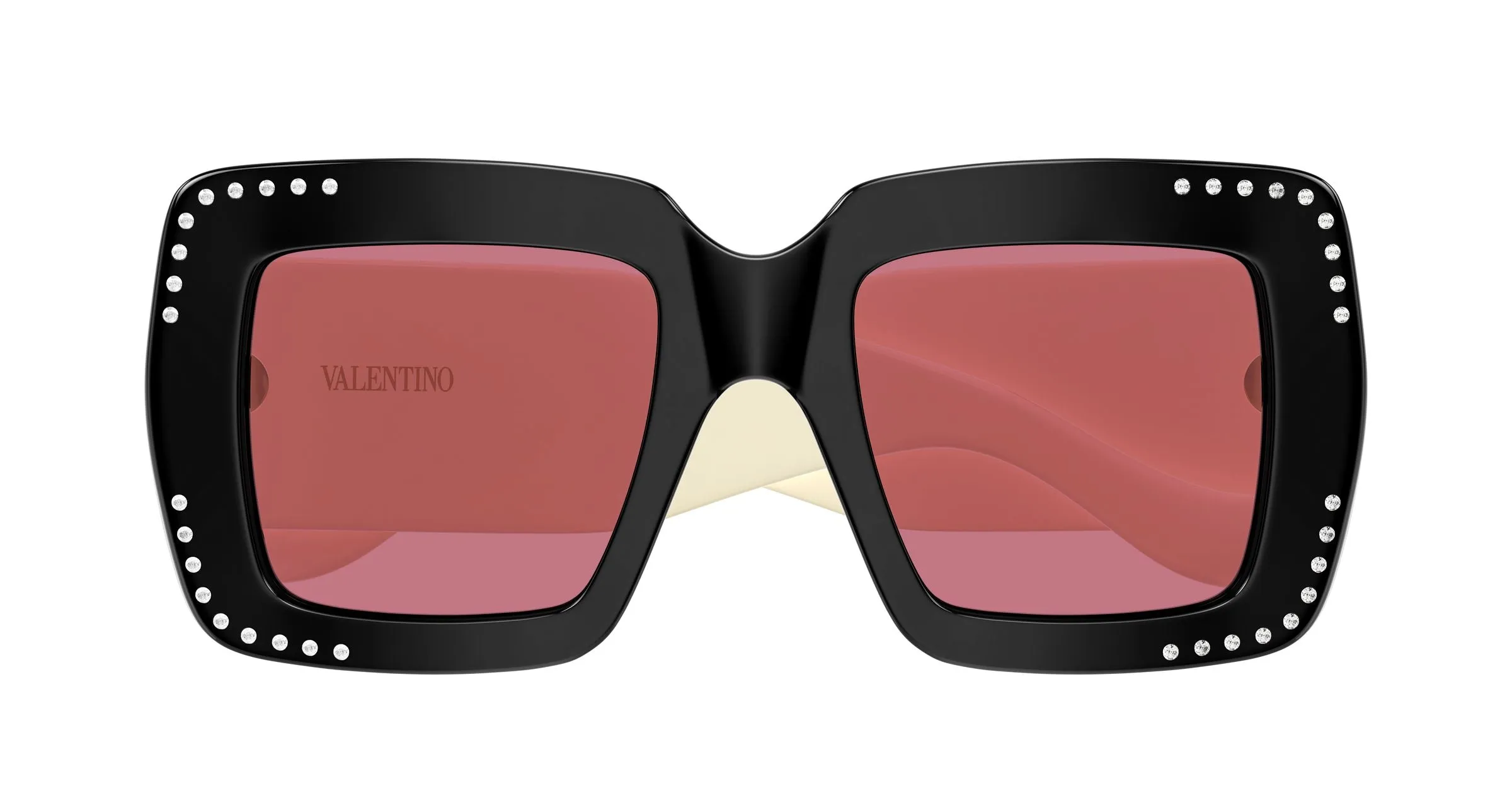 Valentino VG0056S 003 Occhiali da sole Acetato Nero Rosso Squadrata - immagine 2