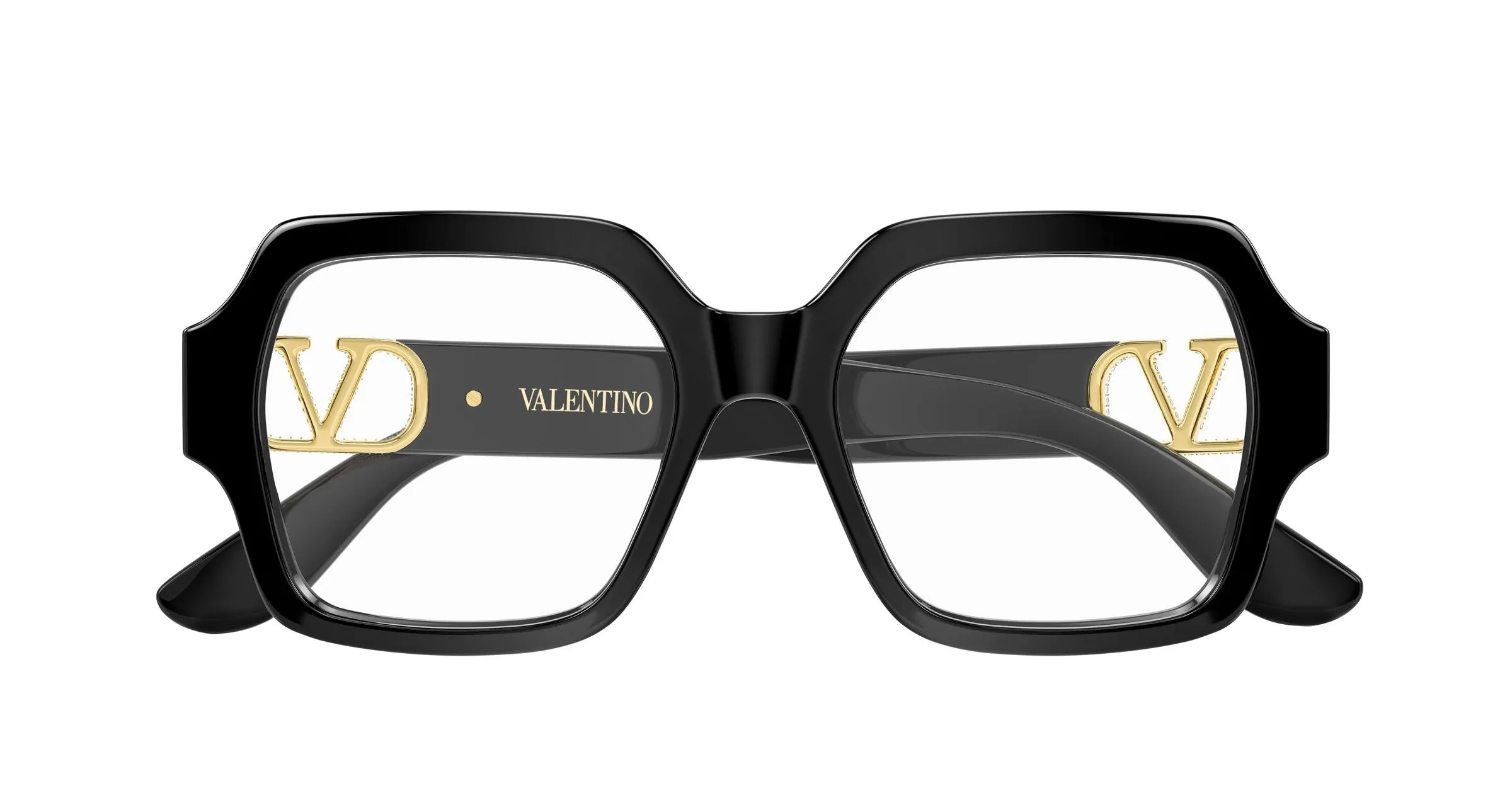 Valentino VG0055O 002 Montature da vista Acetato Nero Trasparente Geometrica - immagine 2