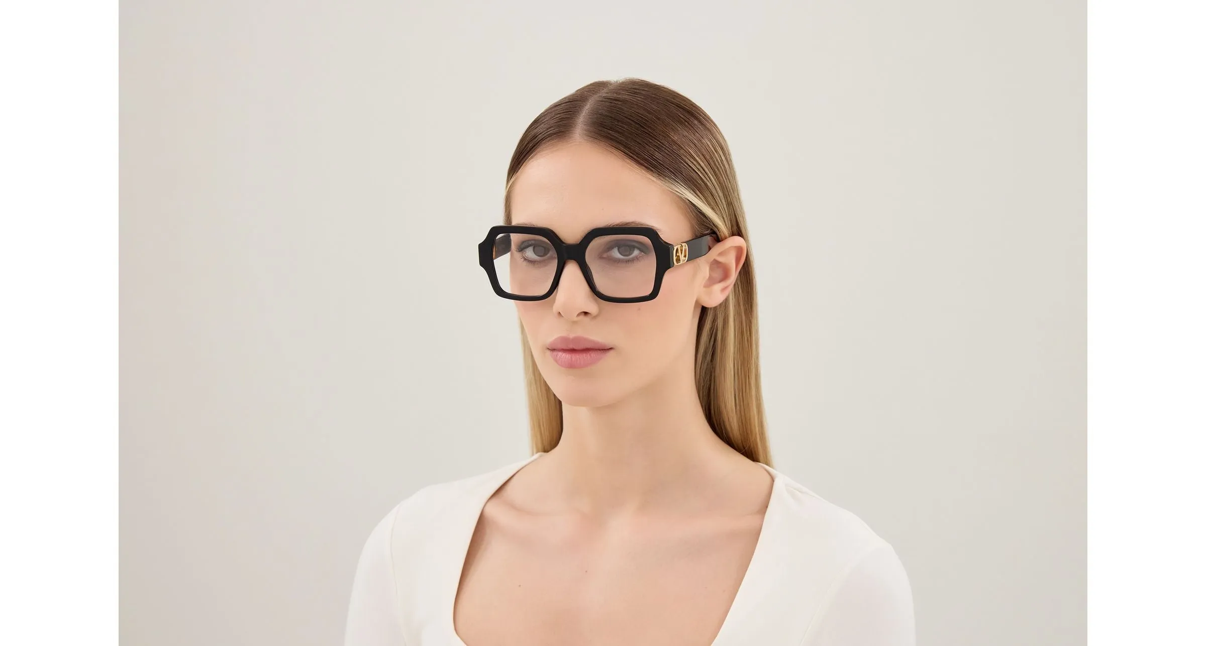 Valentino VG0055O 001 Montature da vista Acetato Nero Trasparente Geometrica - immagine 3
