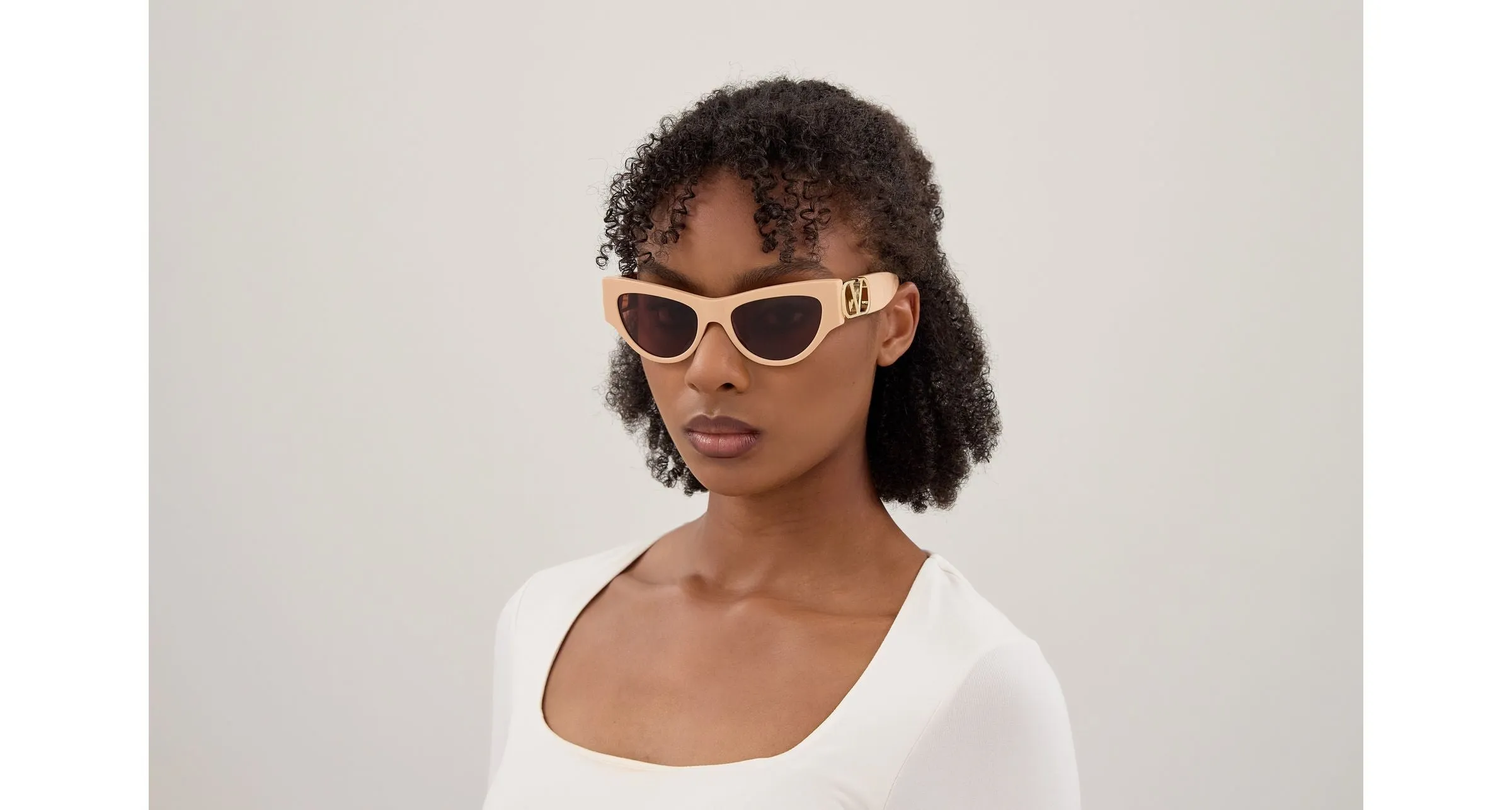 Valentino VG0053S 004 Occhiali da sole Acetato Beige Marrone Cat Eye - immagine 3