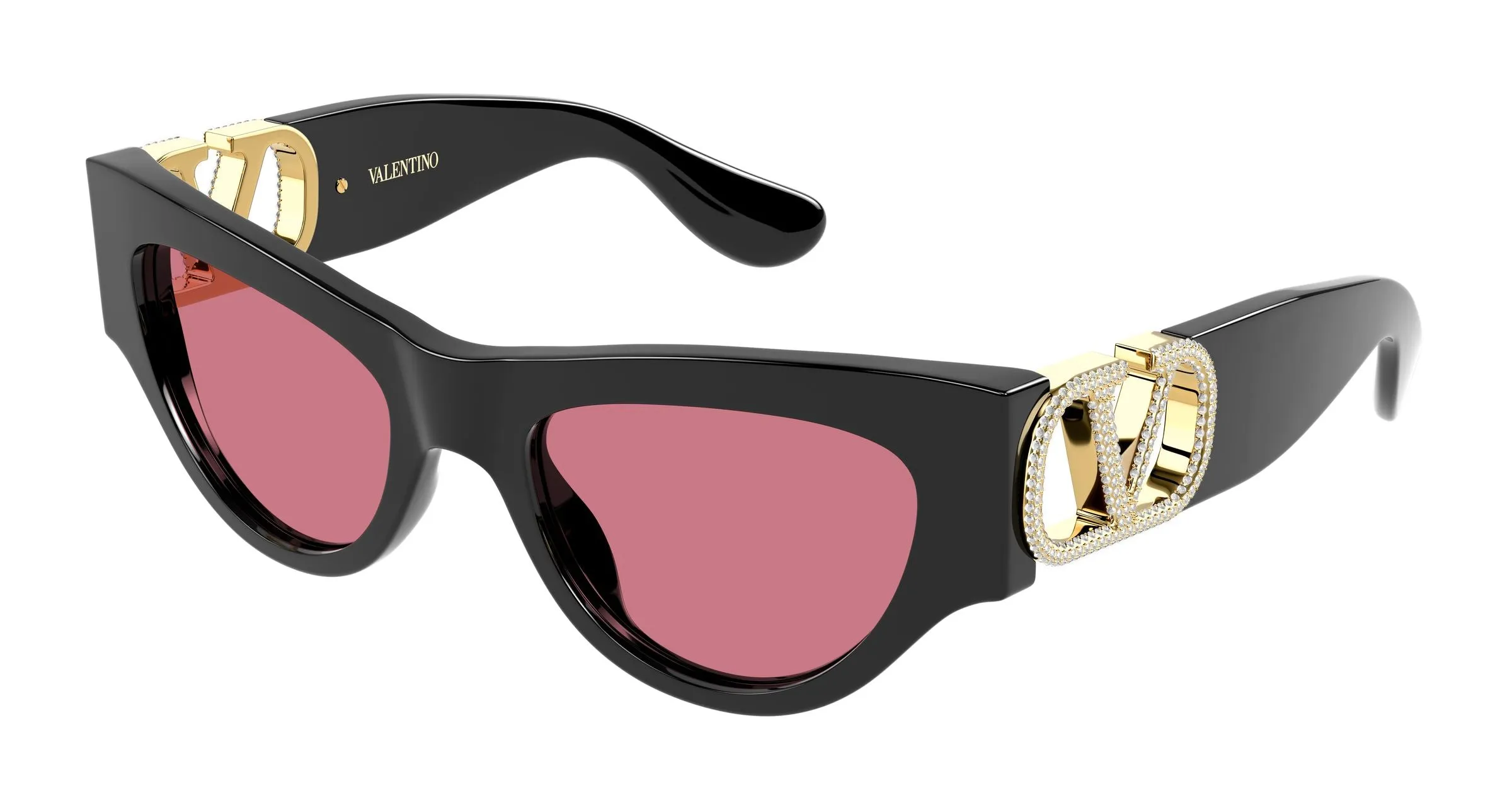 Valentino VG0053S 002 Occhiali da sole Acetato Nero Rosso Cat Eye - immagine 1