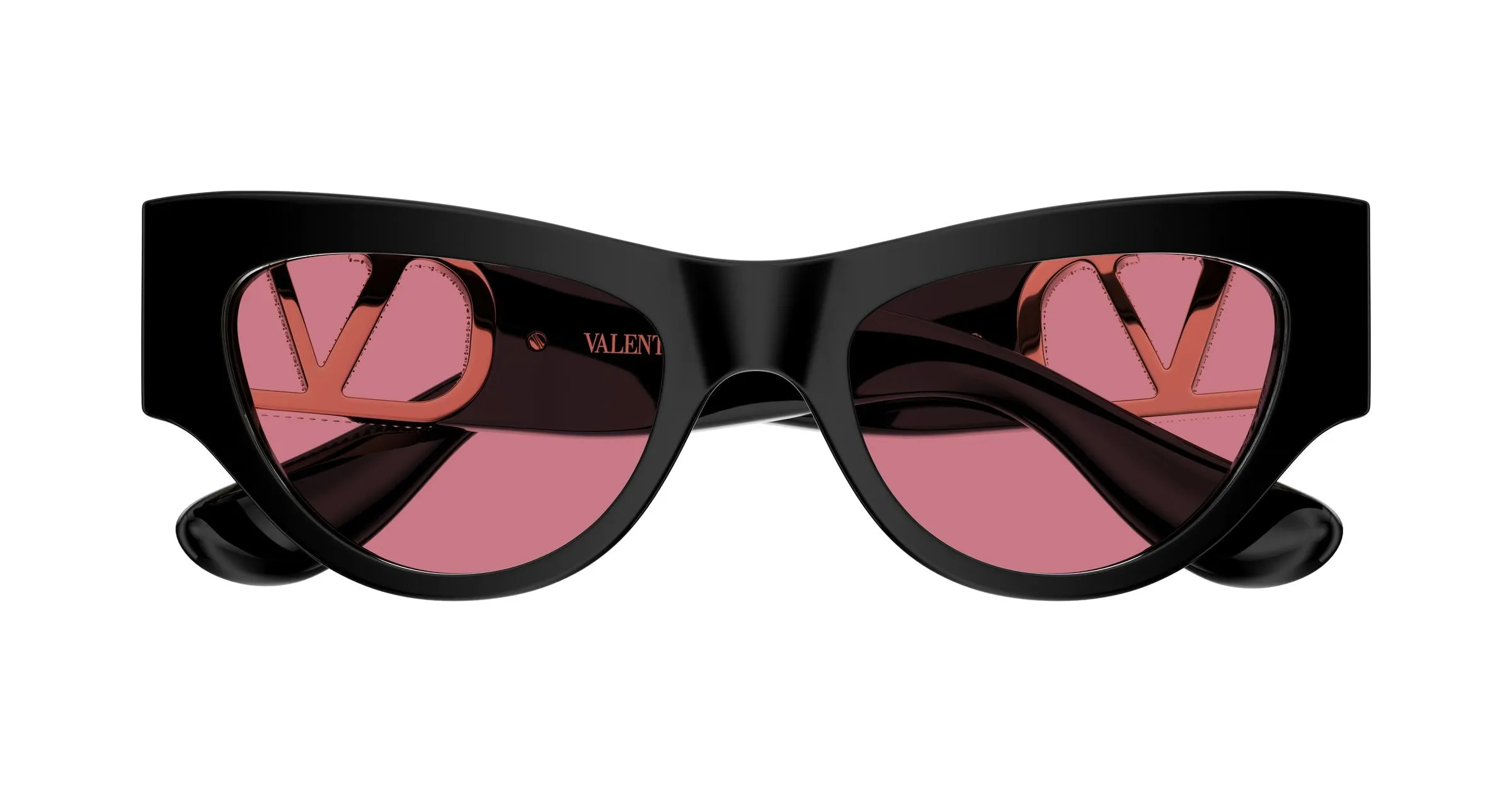 Valentino VG0053S 002 Occhiali da sole Acetato Nero Rosso Cat Eye - immagine 2