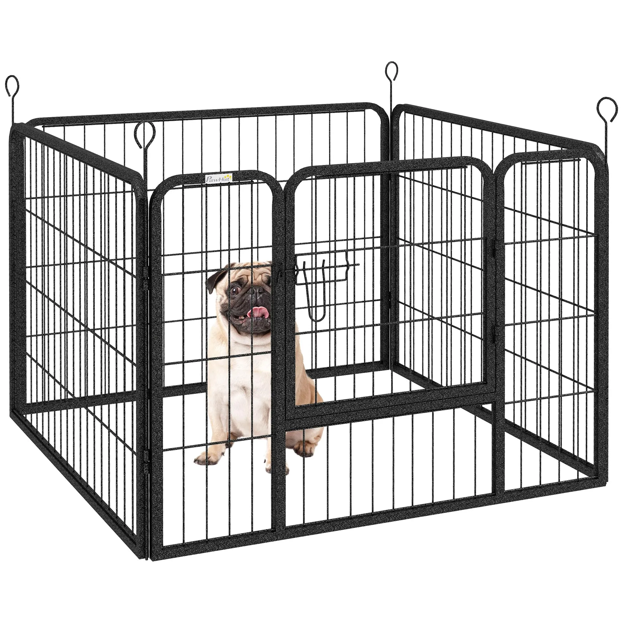 PawHut Recinto per Cani Pieghevole in Metallo con Porta 82x82x60cm Grigio - immagine 1