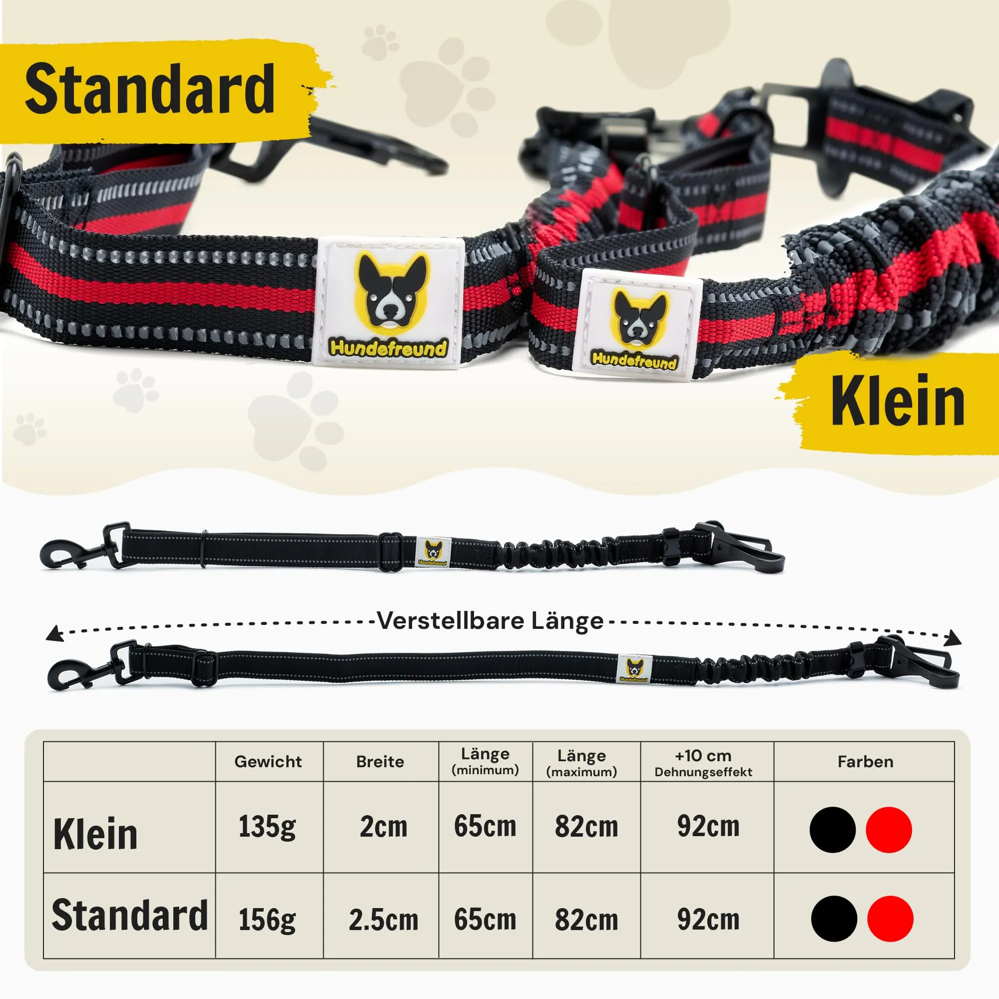 Hundefreund Cintura di Sicurezza per Cani – Cintura Regolabile per Cani Piccoli con Ammortizzatore – Cintura di Sicurezza Extra Robusta per Tutti i Tipi di Auto (Rosso) - immagine 3