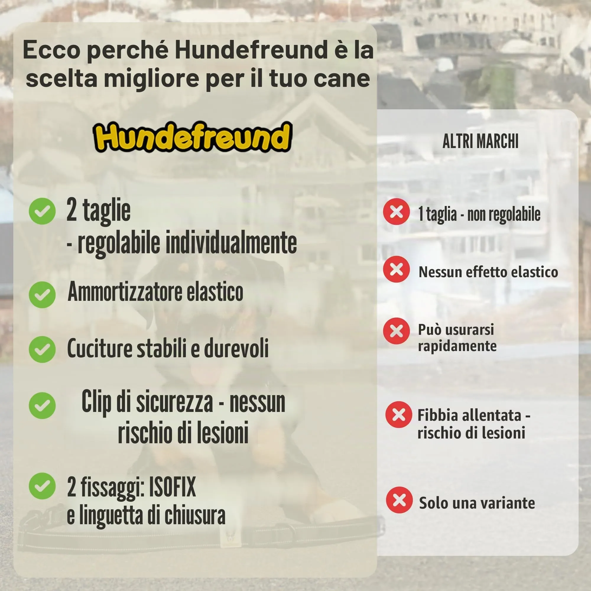 Hundefreund Cintura di Sicurezza per Cani – Cintura Regolabile per Cani Piccoli con Ammortizzatore – Cintura di Sicurezza Extra Robusta per Tutti i Tipi di Auto (Rosso) - immagine 7