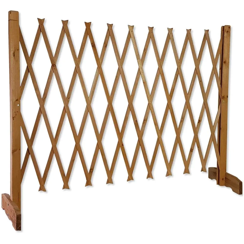 BAKAJI Cancelletto per Animali Domestici Retrattile, Cancello per Cani e Gatti Pieghevole, Divisorio di Sicurezza in Legno Naturale, Recinzione Richiudibile Salvaspazio, 90 x 30 x 117 cm ca. - immagine 1