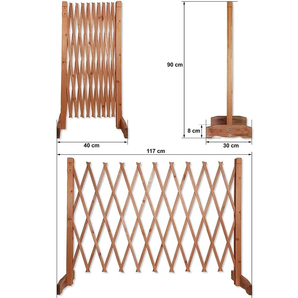 BAKAJI Cancelletto per Animali Domestici Retrattile, Cancello per Cani e Gatti Pieghevole, Divisorio di Sicurezza in Legno Naturale, Recinzione Richiudibile Salvaspazio, 90 x 30 x 117 cm ca. - immagine 5