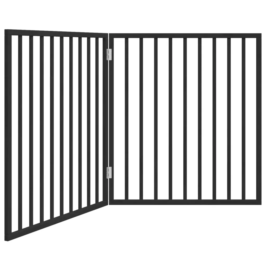 vidaXL Cancelletto per cani pieghevole 2 pannelli nero 160 cm in legno di - immagine 1