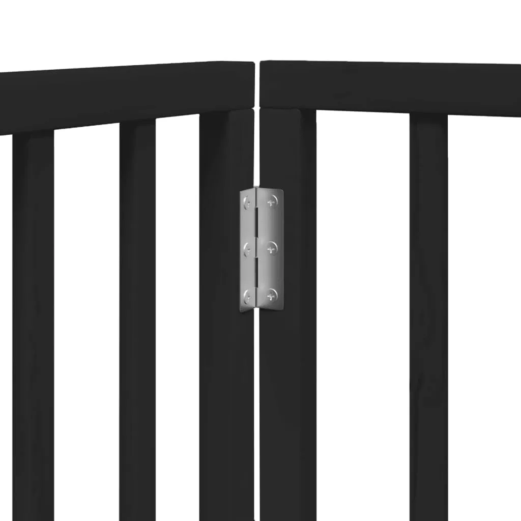 vidaXL Cancelletto per cani pieghevole 2 pannelli nero 160 cm in legno di - immagine 5