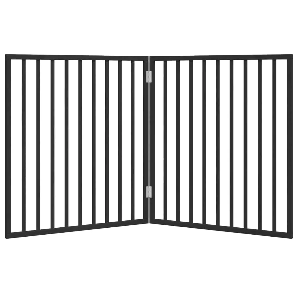 vidaXL Cancelletto per cani pieghevole 2 pannelli nero 160 cm in legno di - immagine 6