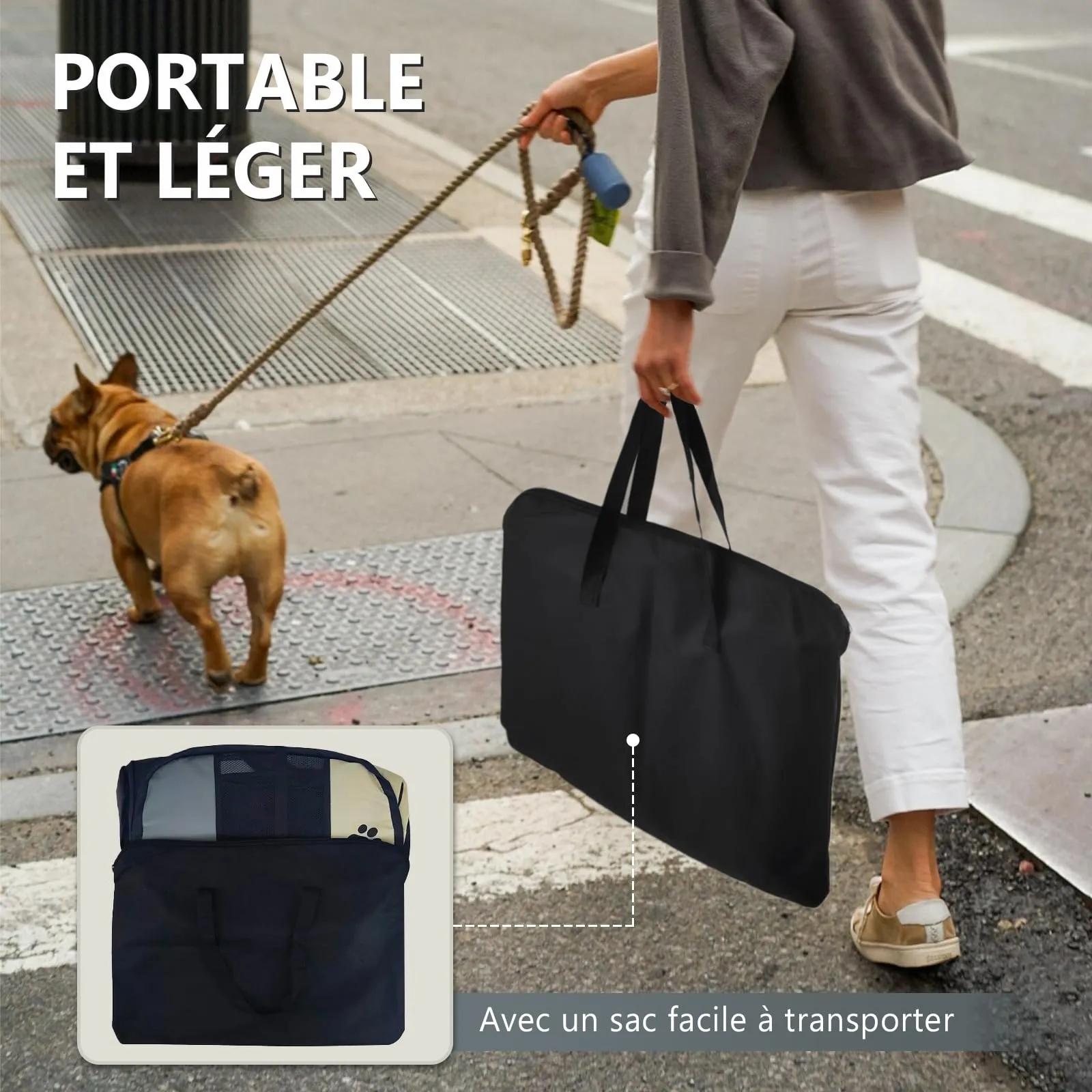 Qianruida Recinto Pieghevole per Cani 72x72x45cm Parco per Animali Adatto All'uso Interno ed Esterno Cassa per Cani in Tessuto Oxford Impermeabile Adatto a Gatti, Cani e Conigli - immagine 4