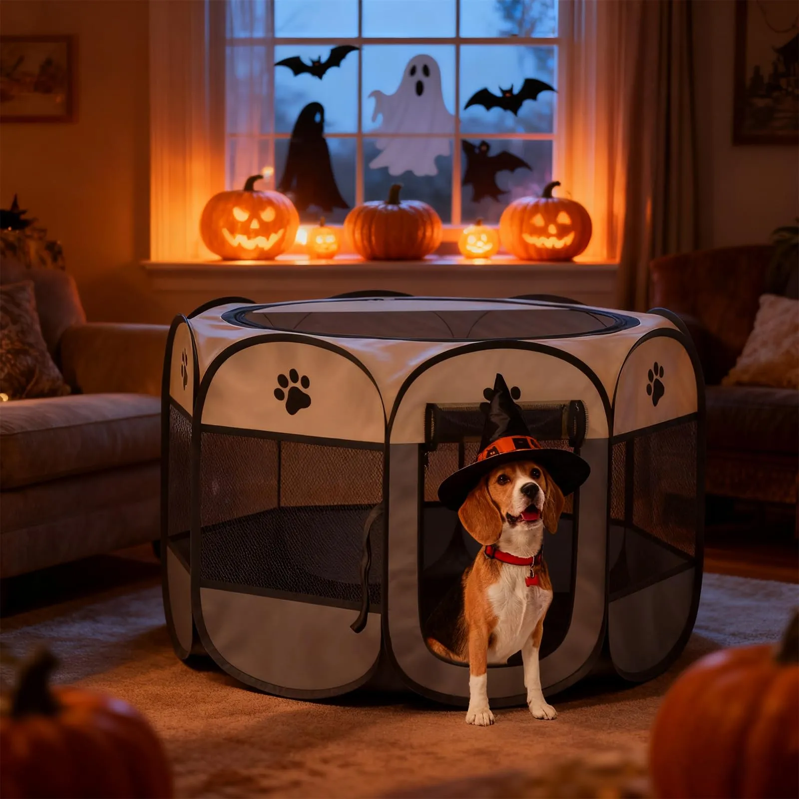 Qianruida Recinto Pieghevole per Cani 72x72x45cm Parco per Animali Adatto All'uso Interno ed Esterno Cassa per Cani in Tessuto Oxford Impermeabile Adatto a Gatti, Cani e Conigli - immagine 9