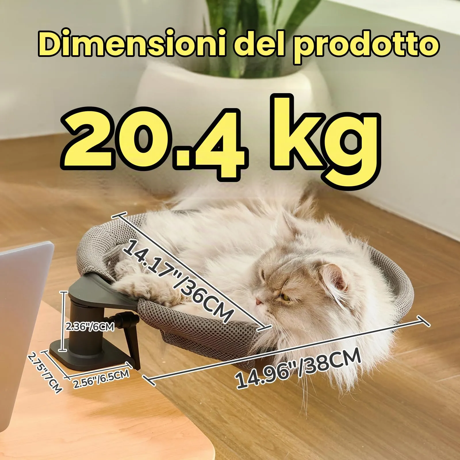 CATISM Lettino per Gatti da scrivania Rotazione a 360° Morbido Perfetto per Ufficio e Lavoro Amaca per Gatti da Interni con 2 tappetini per Animali Domestici Fino a 20 kg - immagine 5