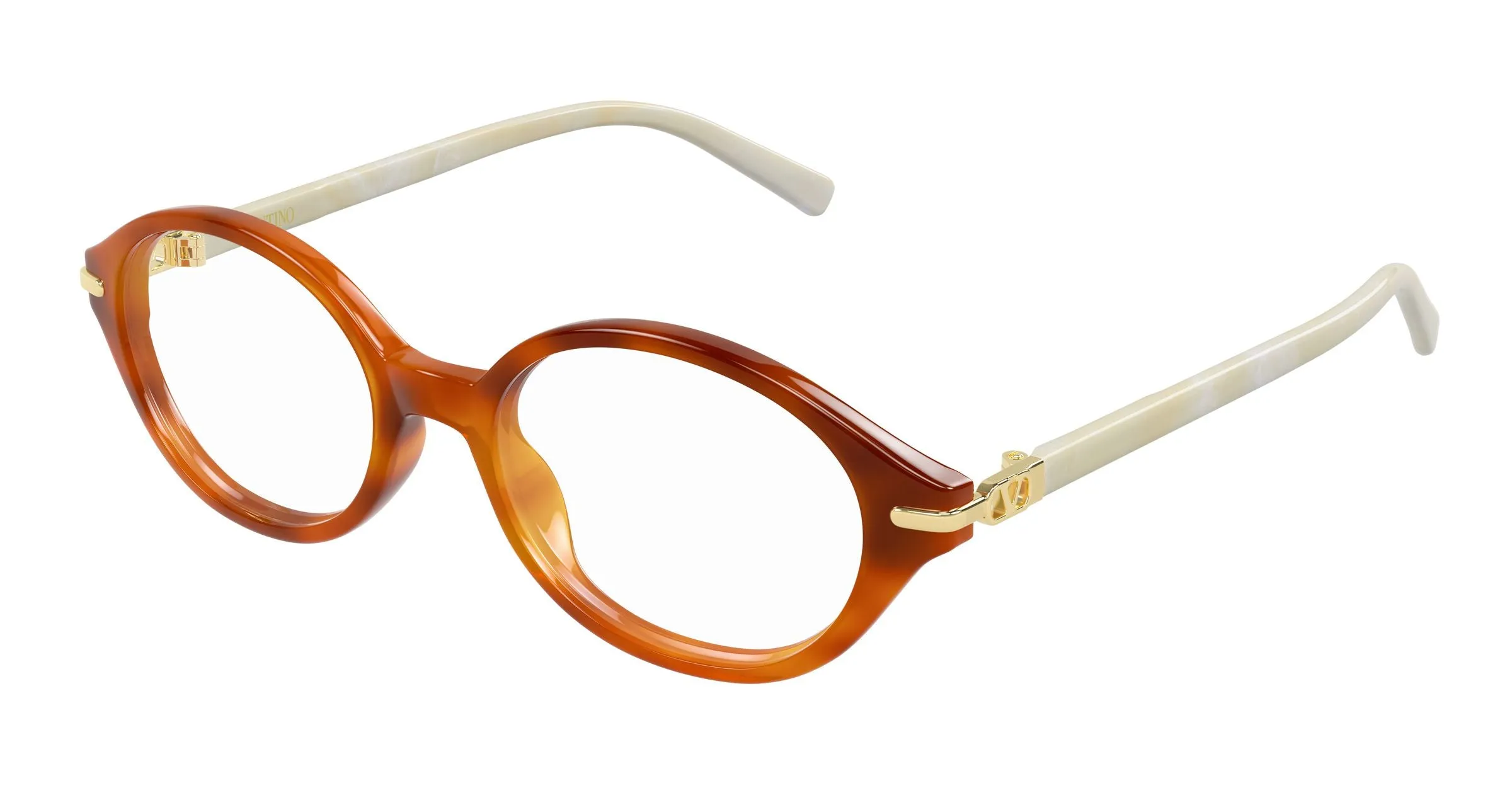 Valentino VG0049O 003 Montature da vista Acetato Havana Trasparente Rotonda - immagine 1