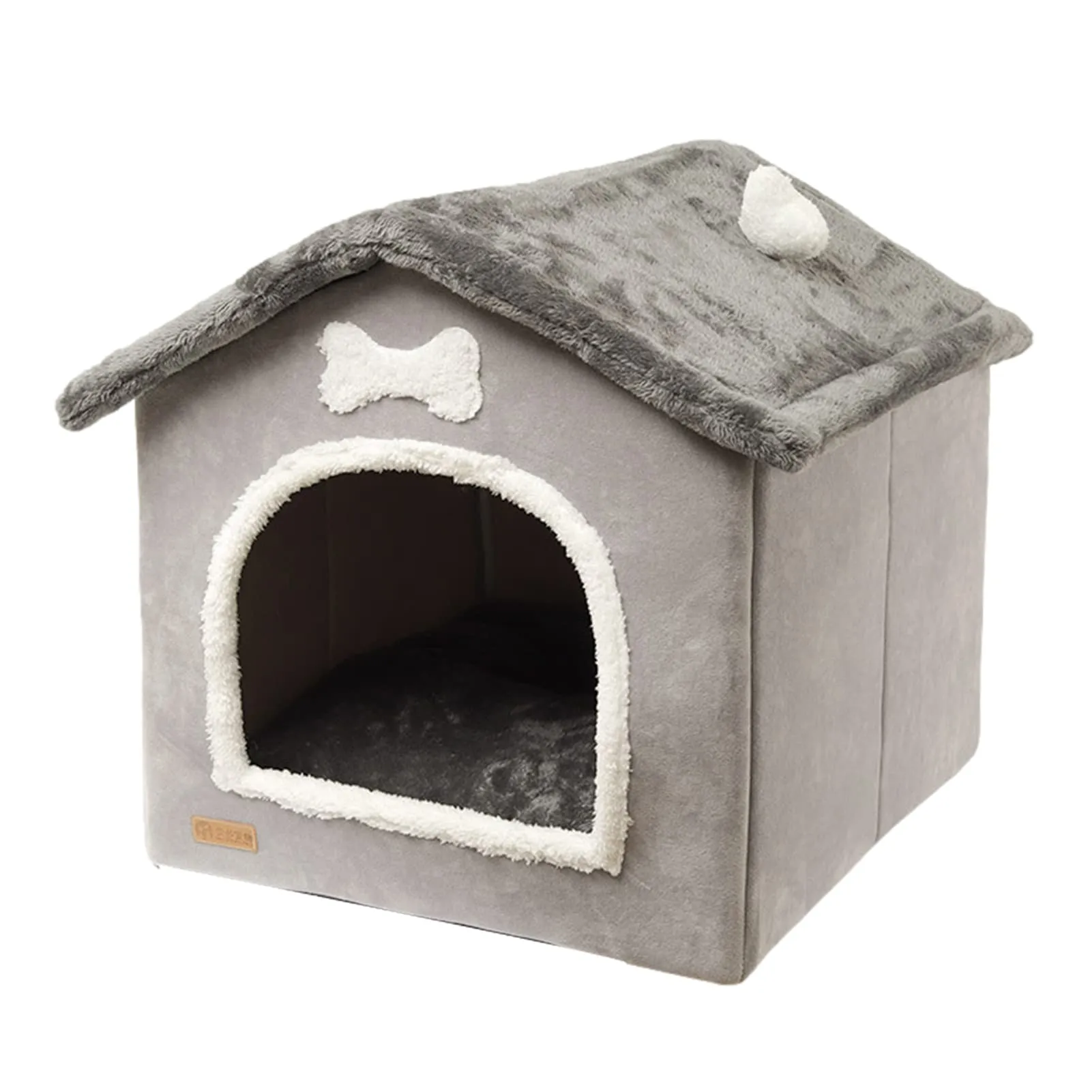 Cuccia pieghevole per cani da interno con copertura rimovibile - Letto a grotta in peluche accogliente per cani di piccola e media taglia e gatti, casa per animali calda e portatile - immagine 1