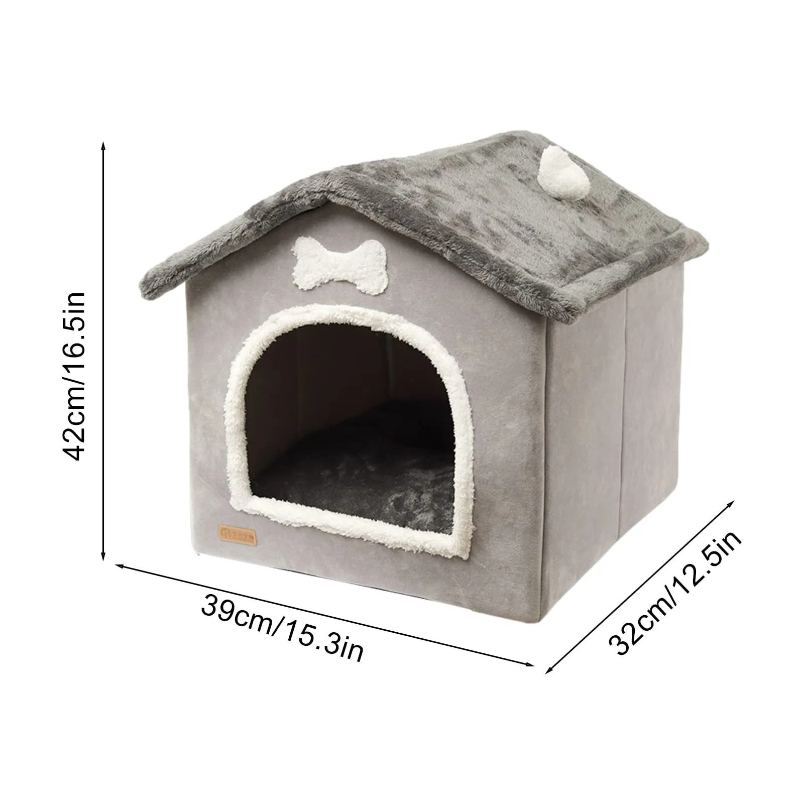 Cuccia pieghevole per cani da interno con copertura rimovibile - Letto a grotta in peluche accogliente per cani di piccola e media taglia e gatti, casa per animali calda e portatile - immagine 2