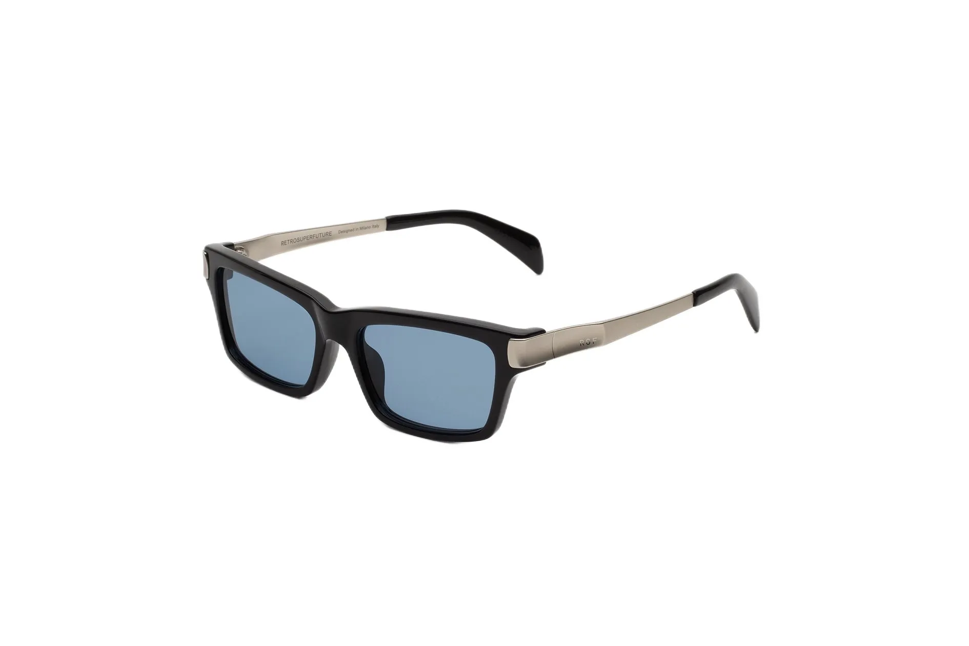 Retrosuperfuture 1O9 RAIO AZURE & SILVER Occhiali da sole Acetato Nero Blu Squadrata Normale - immagine 1