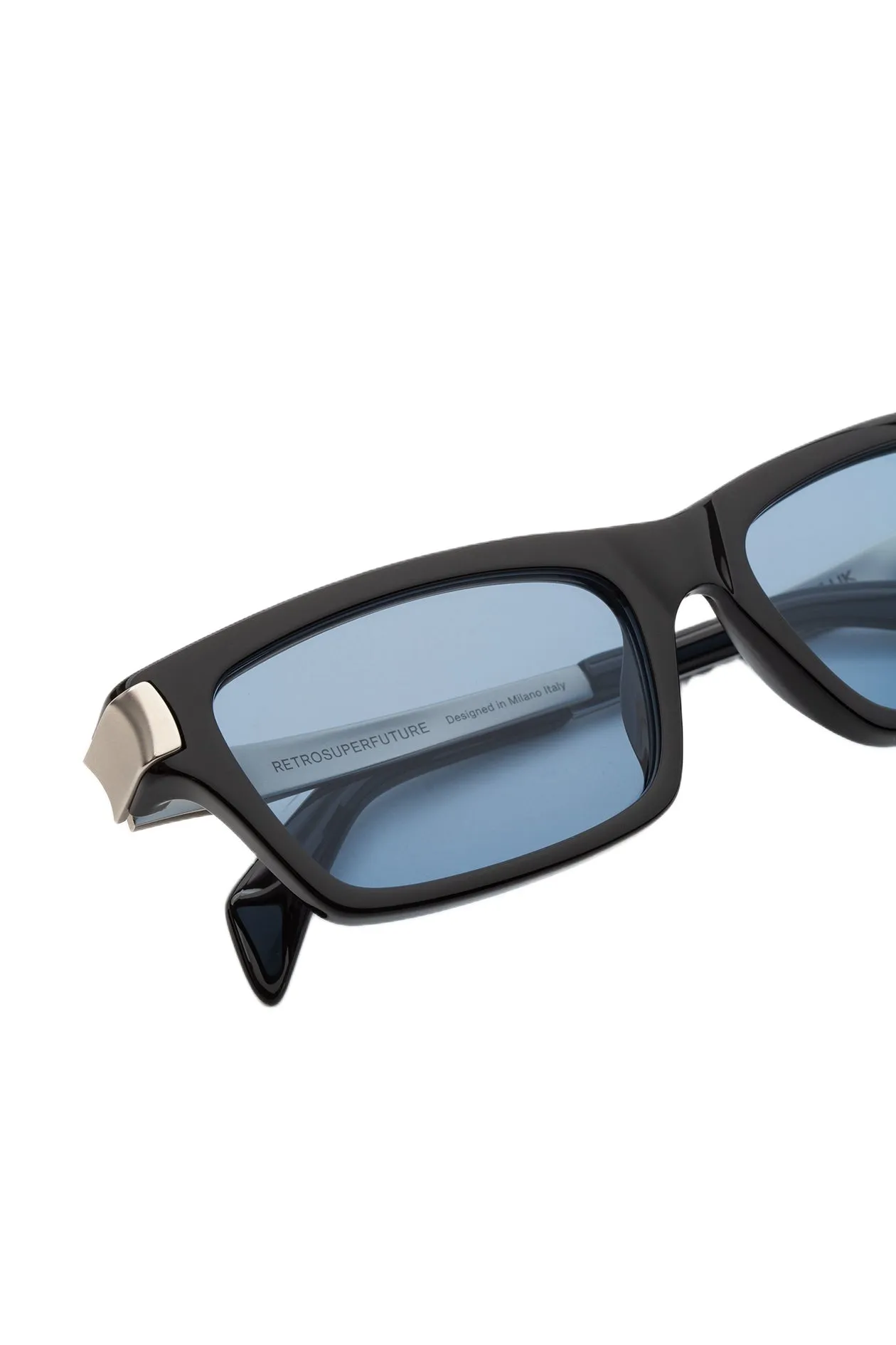 Retrosuperfuture 1O9 RAIO AZURE & SILVER Occhiali da sole Acetato Nero Blu Squadrata Normale - immagine 3