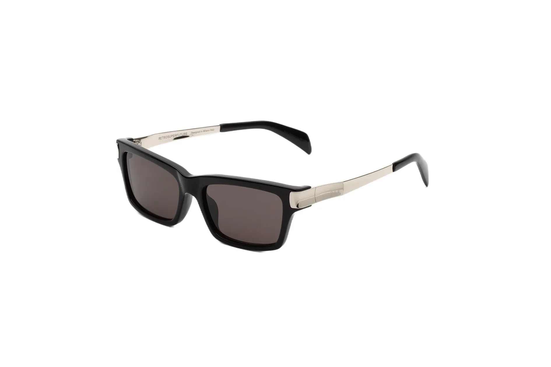 Retrosuperfuture ZAD RAIO BLACK & SILVER Occhiali da sole Acetato Nero Nero Squadrata Normale - immagine 1