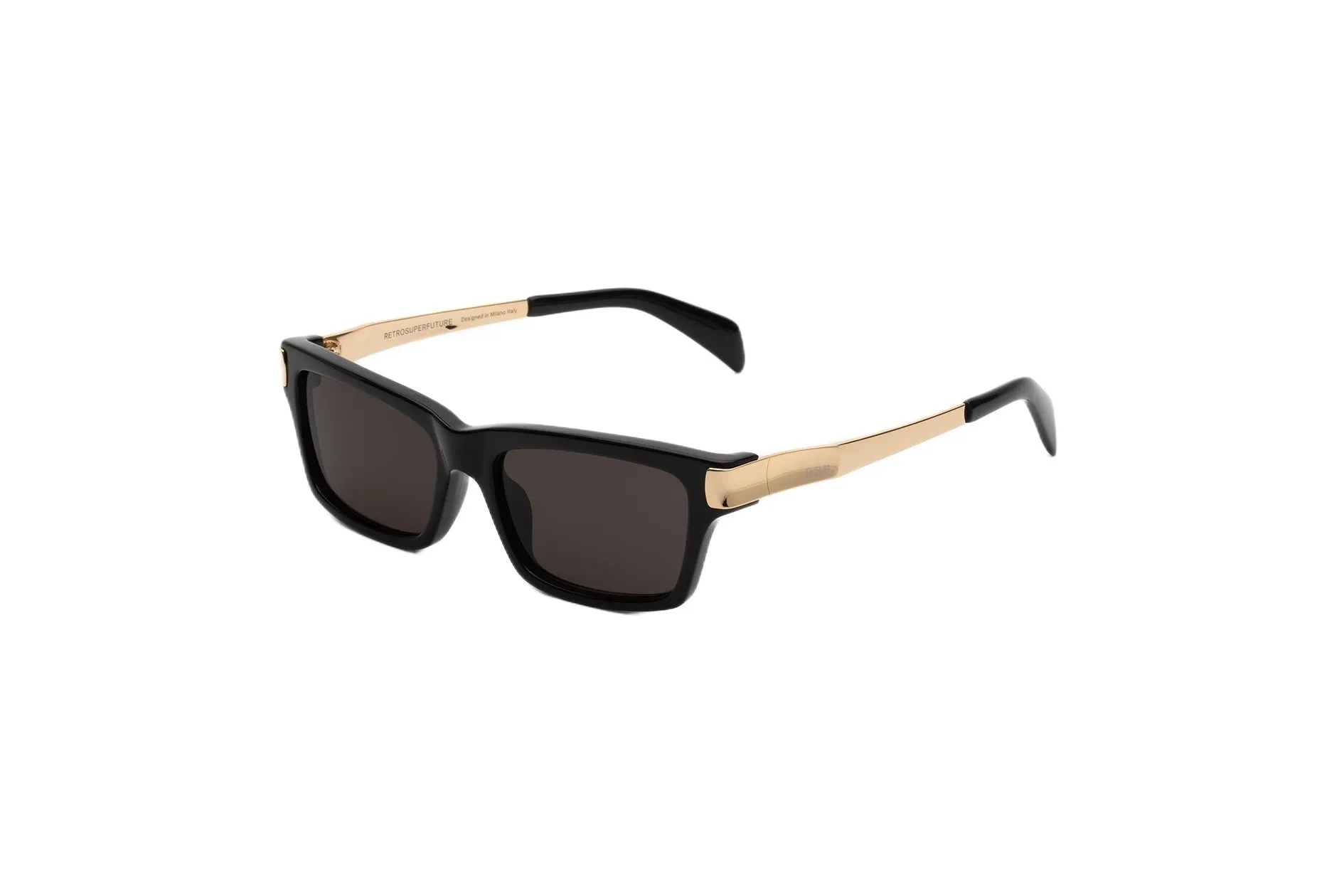 Retrosuperfuture 9KV RAIO FRANCIS & GOLD Occhiali da sole Acetato Nero Nero Squadrata Normale - immagine 1
