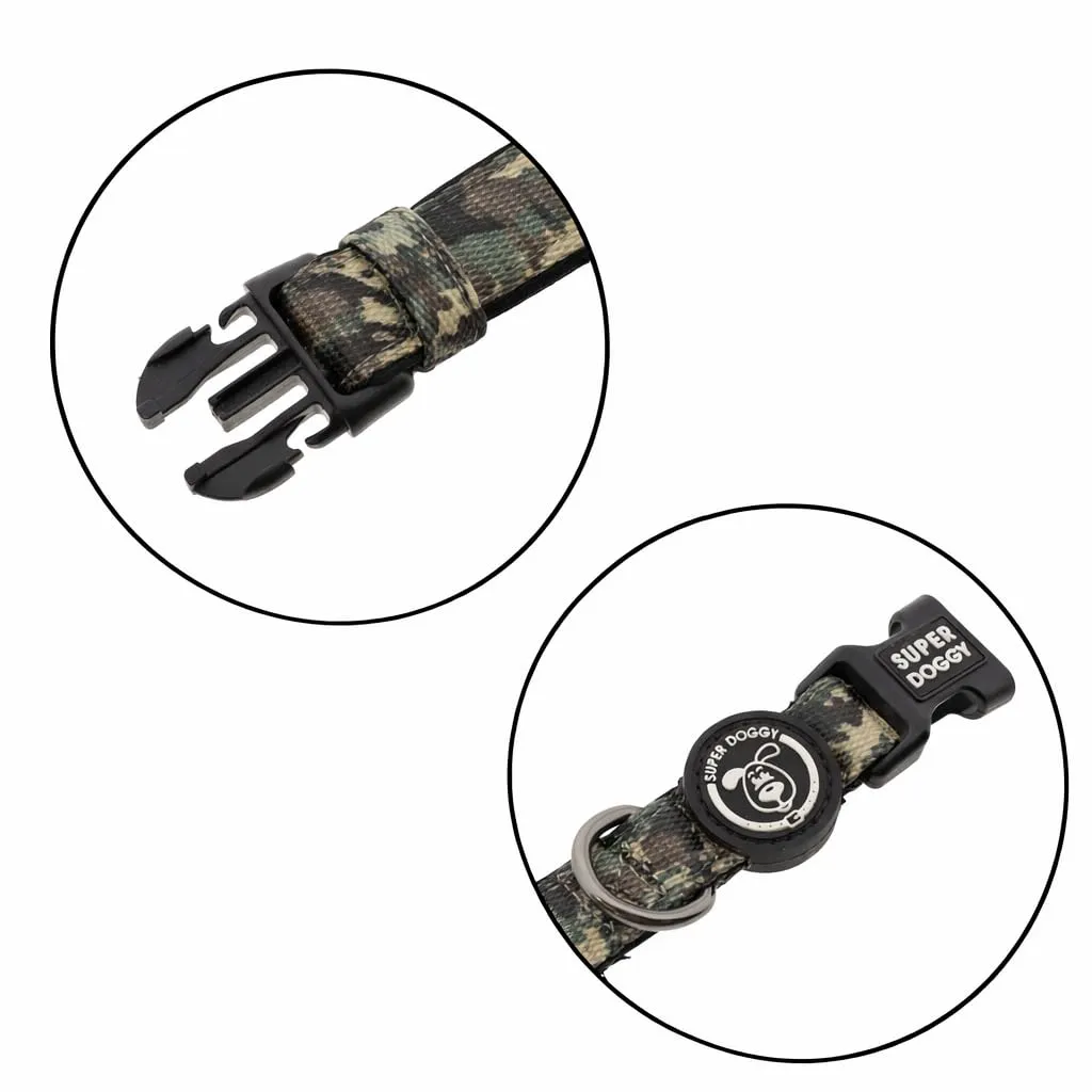 SUPER DOGGY Collare per Cani di Piccola, Media e Grande Taglia - Collari in Nylon Regolabile e Imbottito - Per Passeggiate, Allenamento e Corsa - Leggero per i Cuccioli (Camouflage, L (40-65cm)) - immagine 2