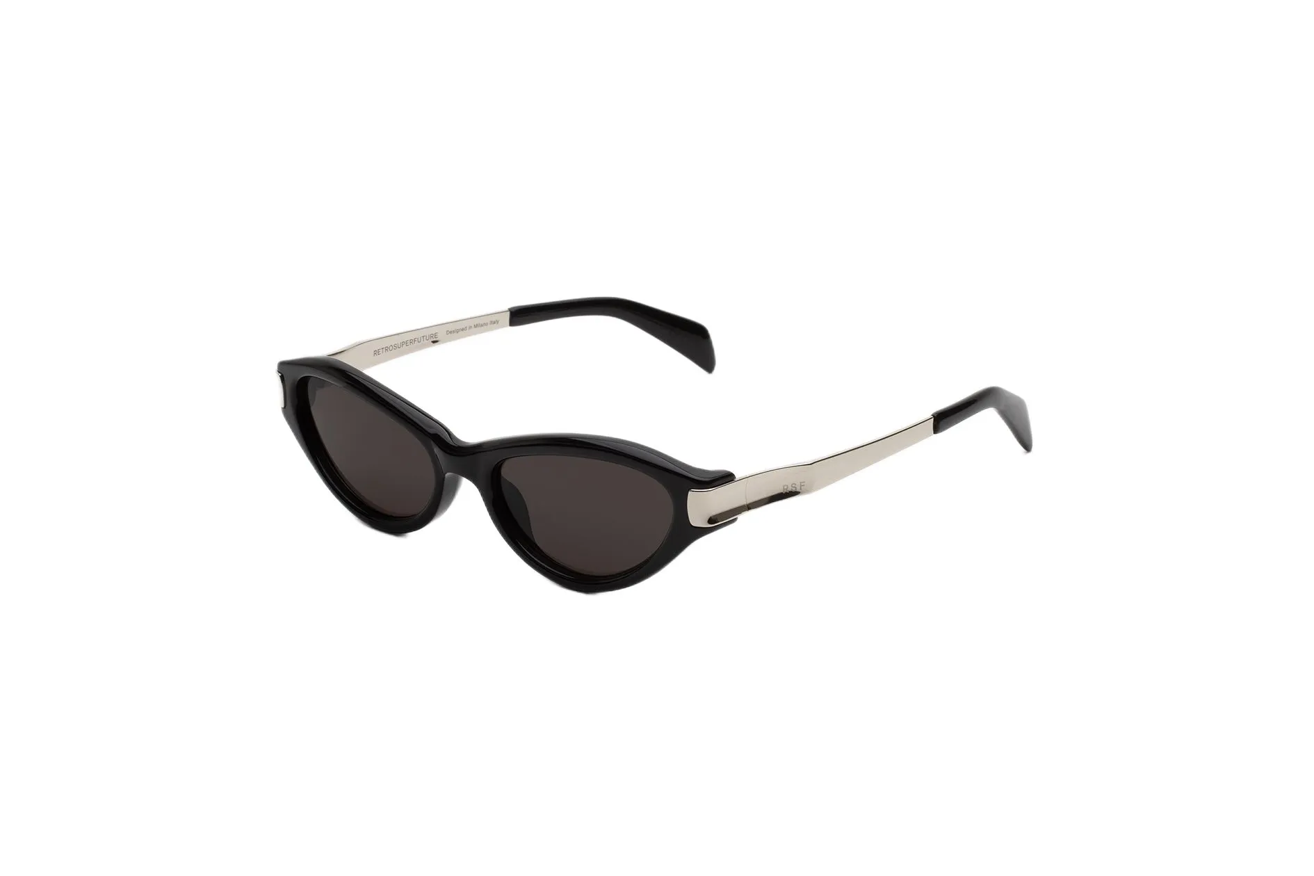 Retrosuperfuture QYE SOLAZU BLACK & SILVER Occhiali da sole Acetato Nero Nero Cat Eye Normale - immagine 1