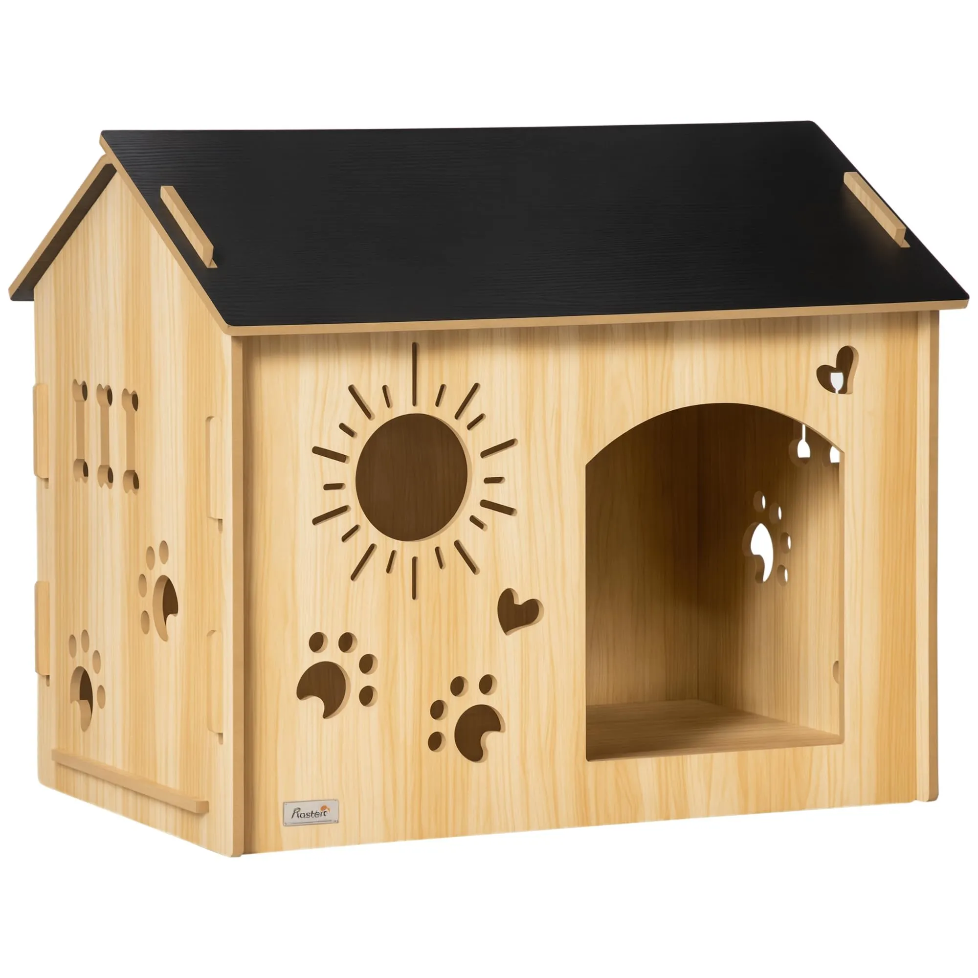 PawHut Cuccia per Cani da Interno Casetta per Gatti in Legno, Color Rovere - immagine 1