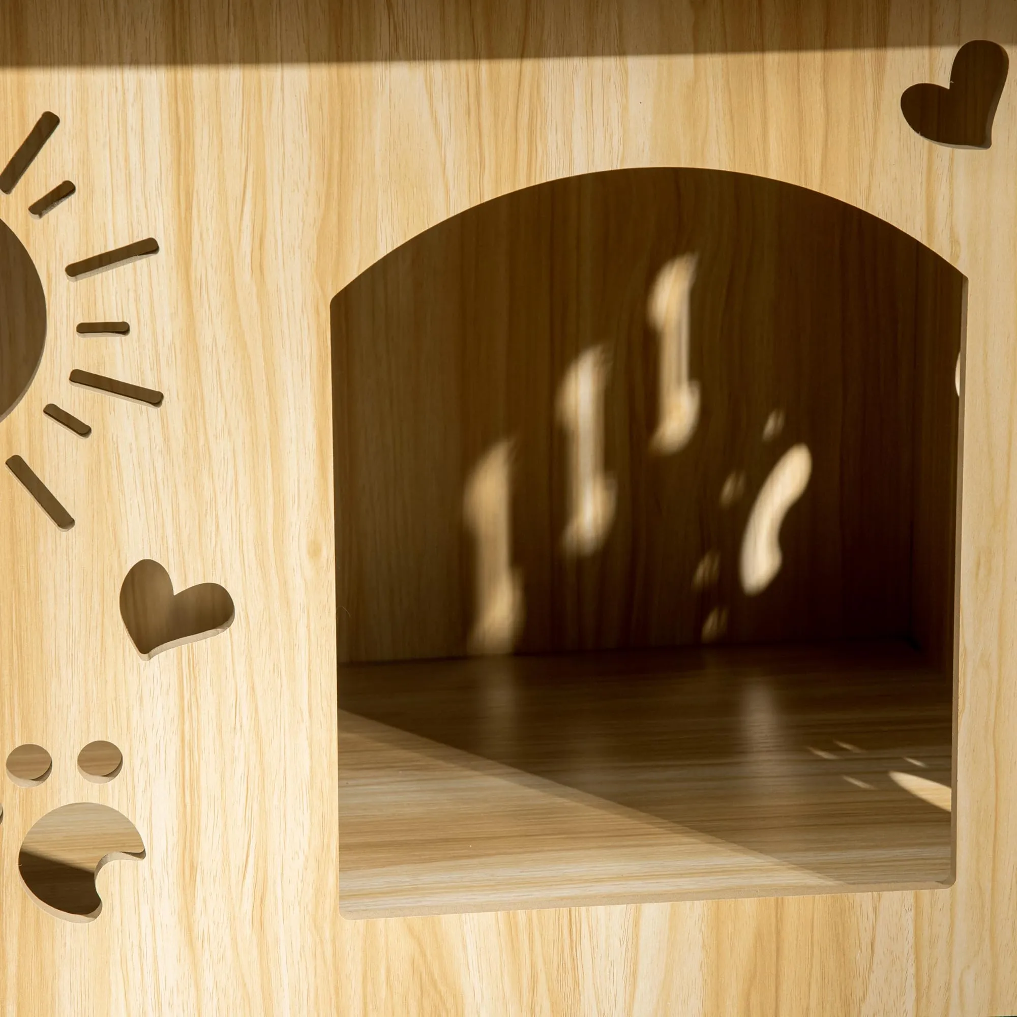 PawHut Cuccia per Cani da Interno Casetta per Gatti in Legno, Color Rovere - immagine 8
