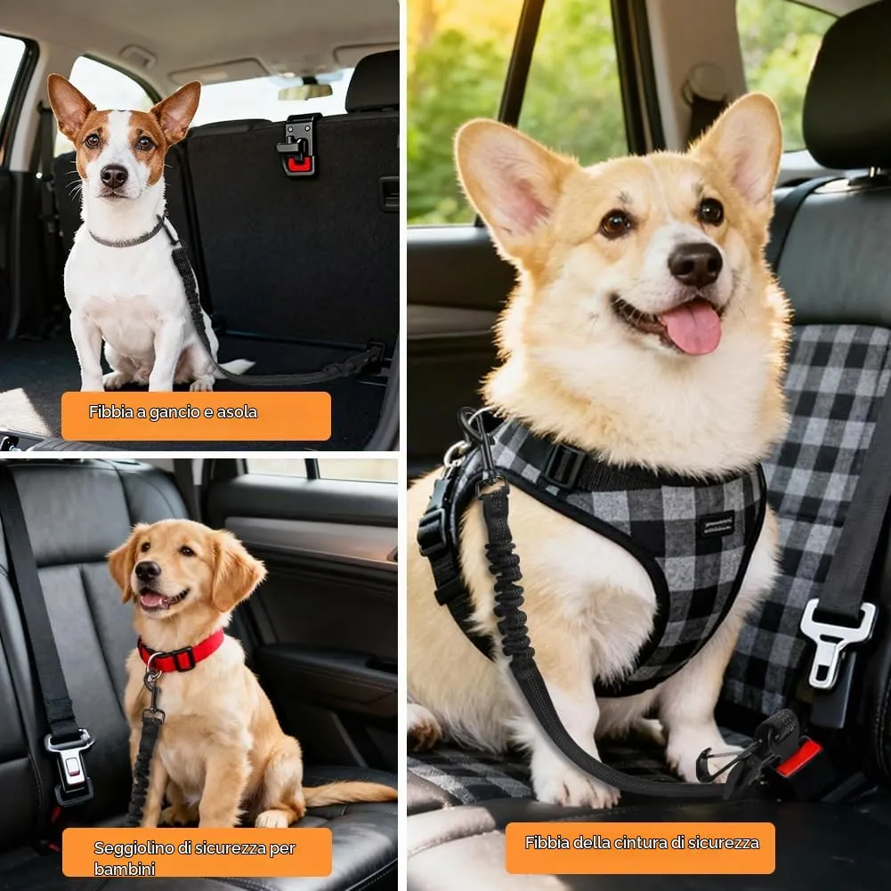 OSDUE Cintura di Sicurezza per Cane in Auto, 2 Pezzi Regolabile ed Elastica 70-90 cm, Cinturino di Sicurezza per Viaggiare con Cane e Gatto, Adatto per Tutte le Auto, Nero - immagine 6