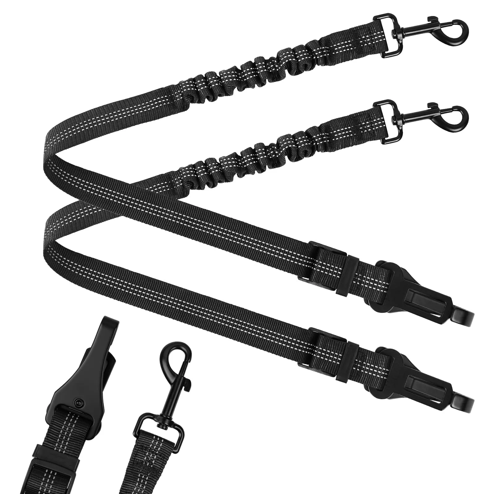 OSDUE Cintura di Sicurezza per Cane in Auto, 2 Pezzi Regolabile ed Elastica 70-90 cm, Cinturino di Sicurezza per Viaggiare con Cane e Gatto, Adatto per Tutte le Auto, Nero - immagine 9