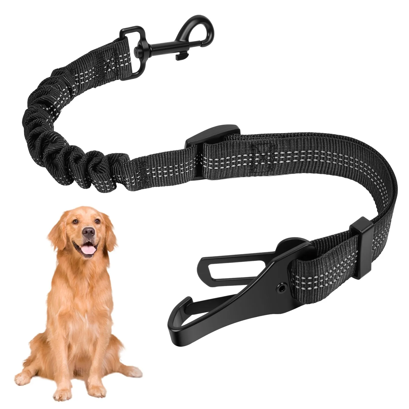 OSDUE Cintura di Sicurezza per Cane in Auto, 1 Pezzi Regolabile ed Elastica 70-90 cm, Cinturino di Sicurezza per Viaggiare con Cane e Gatto, Adatto per Tutte le Auto, Nero - immagine 1