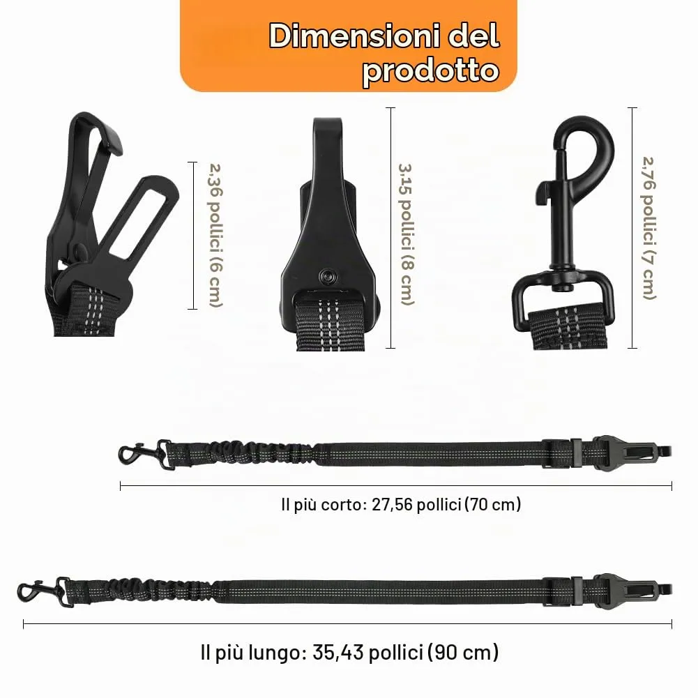 OSDUE Cintura di Sicurezza per Cane in Auto, 1 Pezzi Regolabile ed Elastica 70-90 cm, Cinturino di Sicurezza per Viaggiare con Cane e Gatto, Adatto per Tutte le Auto, Nero - immagine 2