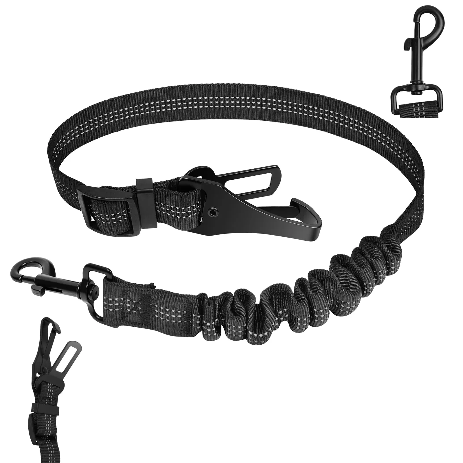 OSDUE Cintura di Sicurezza per Cane in Auto, 1 Pezzi Regolabile ed Elastica 70-90 cm, Cinturino di Sicurezza per Viaggiare con Cane e Gatto, Adatto per Tutte le Auto, Nero - immagine 9
