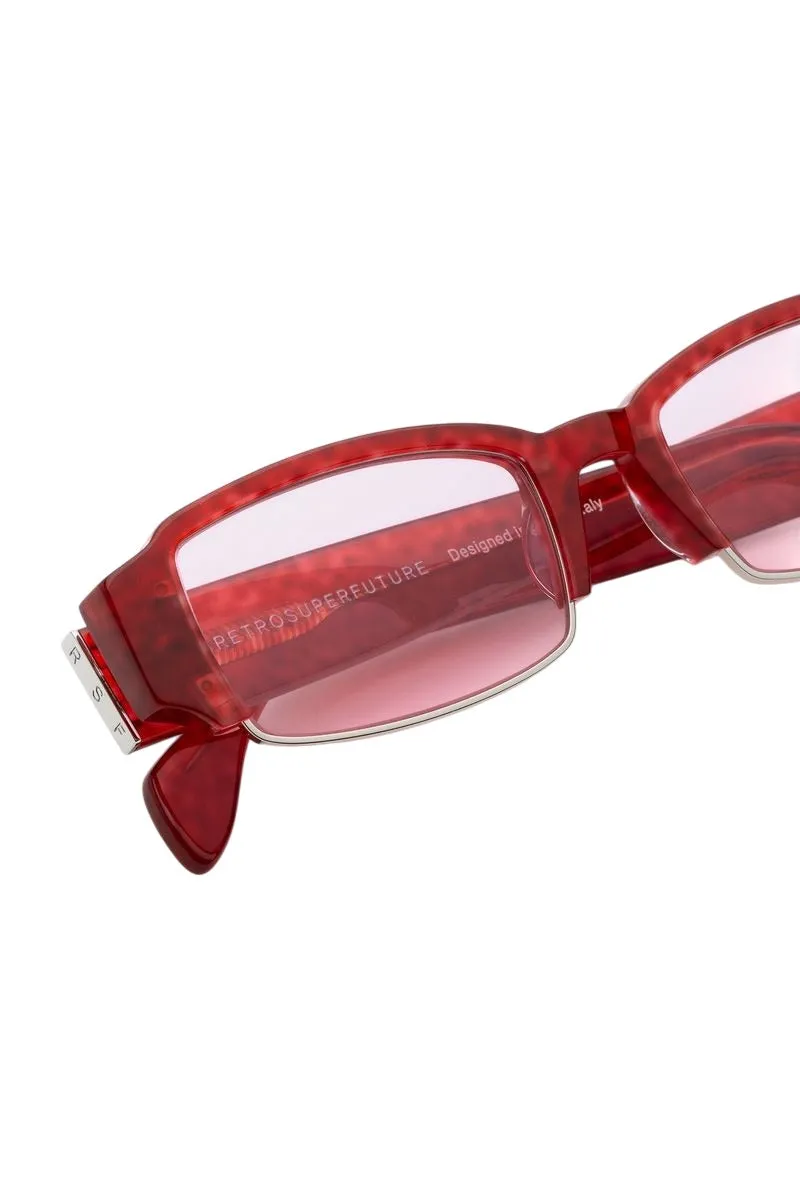Retrosuperfuture 2L8 VEDAS MARMELLATA Occhiali da sole Acetato Rosso Rosa Squadrata Normale - immagine 2