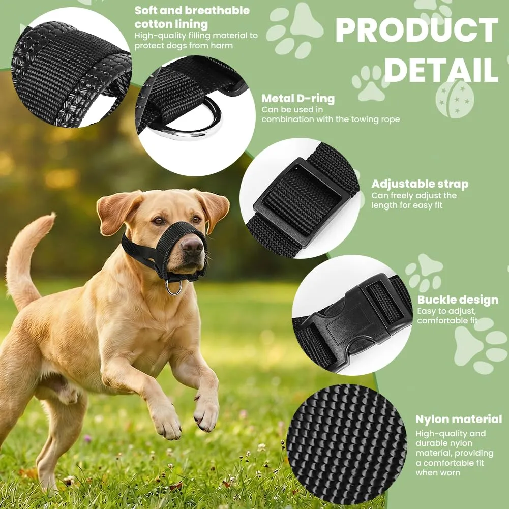 AUAUY Museruola per Cane, Materiale in Nylon, con Anello Regolabile, S-Nero - immagine 3
