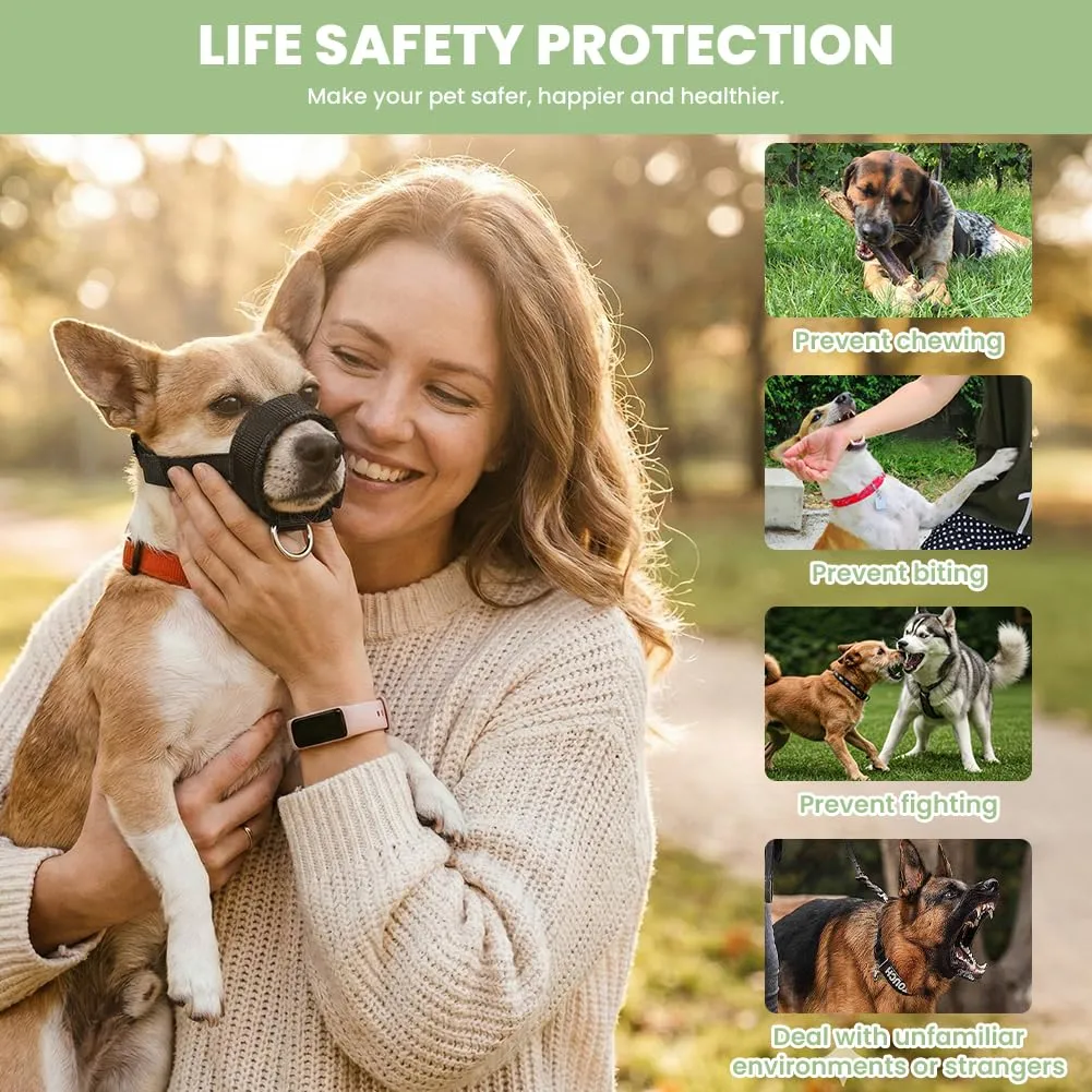 AUAUY Museruola per Cane, Materiale in Nylon, con Anello Regolabile, S-Nero - immagine 4