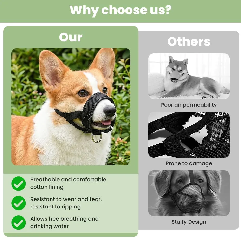 AUAUY Museruola per Cane, Materiale in Nylon, con Anello Regolabile, S-Nero - immagine 6