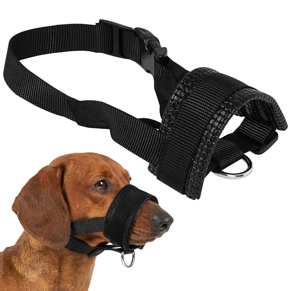 AUAUY Museruola per Cane, Materiale in Nylon, con Anello Regolabile, S-Nero - immagine 8