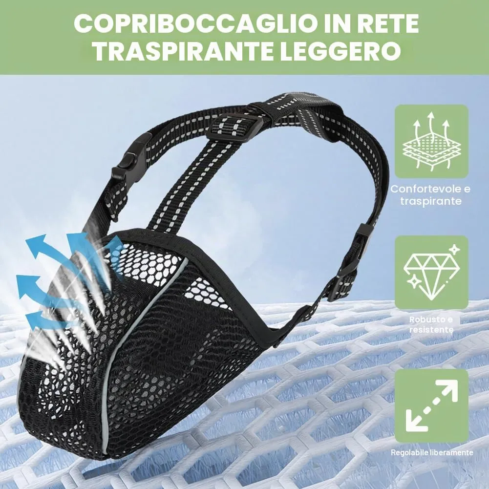 AUAUY Museruola per Cane, Riflettente Regolabile, Materiale a Rete, Nero-XL - immagine 7