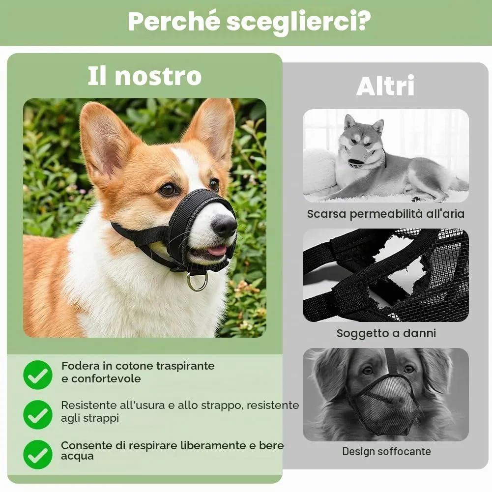 AUAUY Museruola per Cane, Materiale in Nylon, con Anello Regolabile,XL-Nero - immagine 6