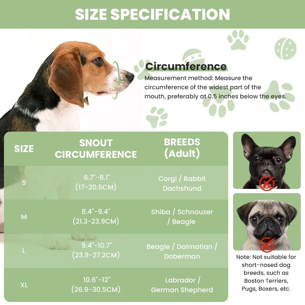 AUAUY Museruola per Cane, Riflettente Regolabile, Materiale a Rete, Nero, M - immagine 2