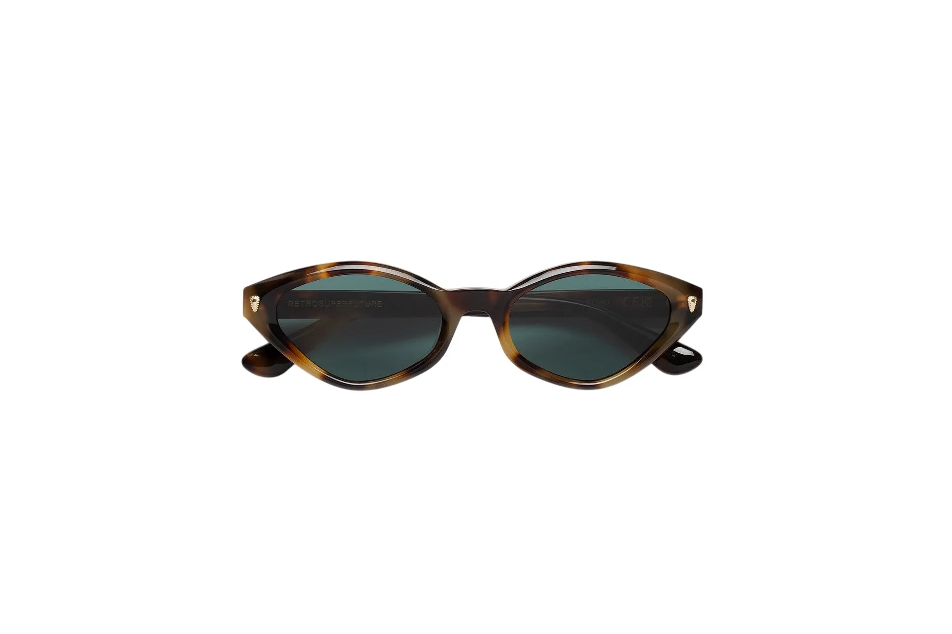 Retrosuperfuture 0EX ECHO MACULATO Occhiali da sole Acetato Havana Verde Geometrica Normale - immagine 2