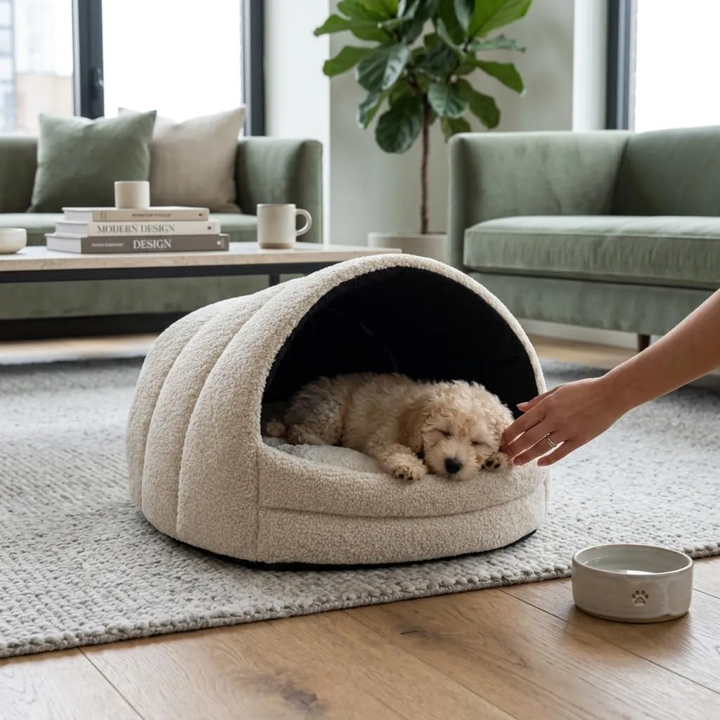 Odolplusz Cuccia per cani da interno | Casa per cani e gatti | 2 taglie comode e lavabili (rimbalzo beige, taglia M) - immagine 2