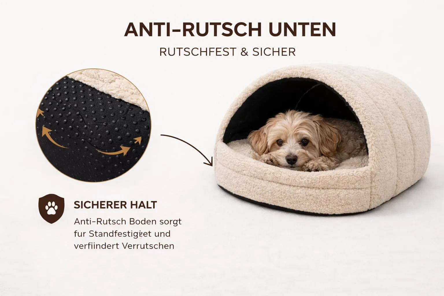 Odolplusz Cuccia per cani da interno | Casa per cani e gatti | 2 taglie comode e lavabili (rimbalzo beige, taglia M) - immagine 5