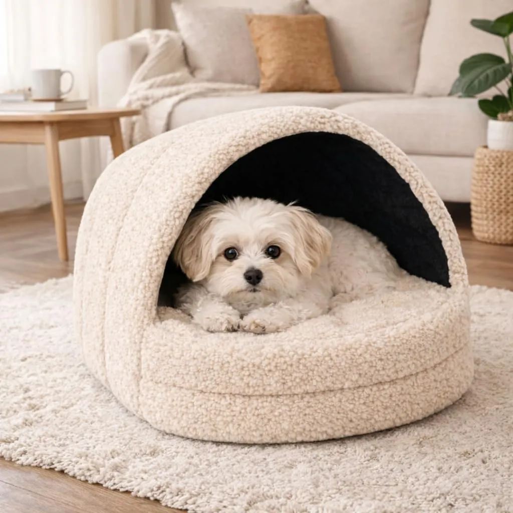 Odolplusz Cuccia per cani da interno | Casa per cani e gatti | 2 taglie comode e lavabili (rimbalzo beige, taglia M) - immagine 6