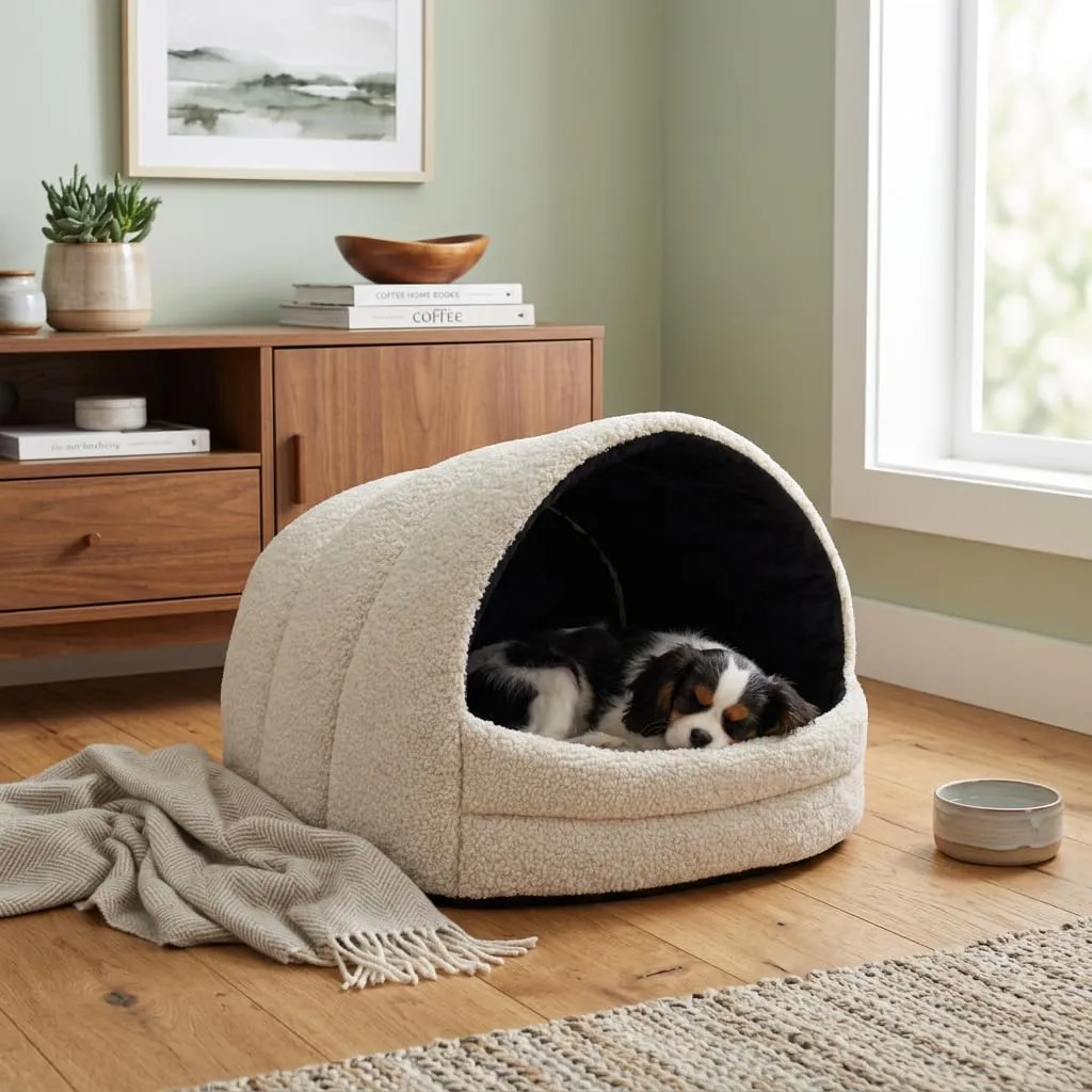 Odolplusz Cuccia per cani da interno | Casa per cani e gatti | 2 taglie comode e lavabili (rimbalzo beige, taglia M) - immagine 7