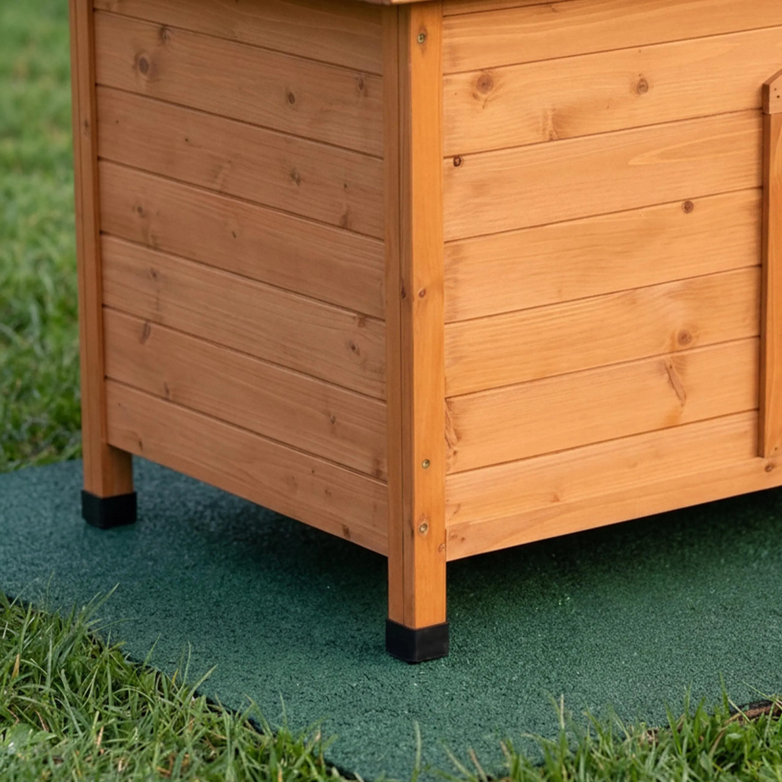 Relaxdays Cuccia per cani, legno, HxLxP: 58,5 x 85 x 53 cm, arancione/verde - immagine 7