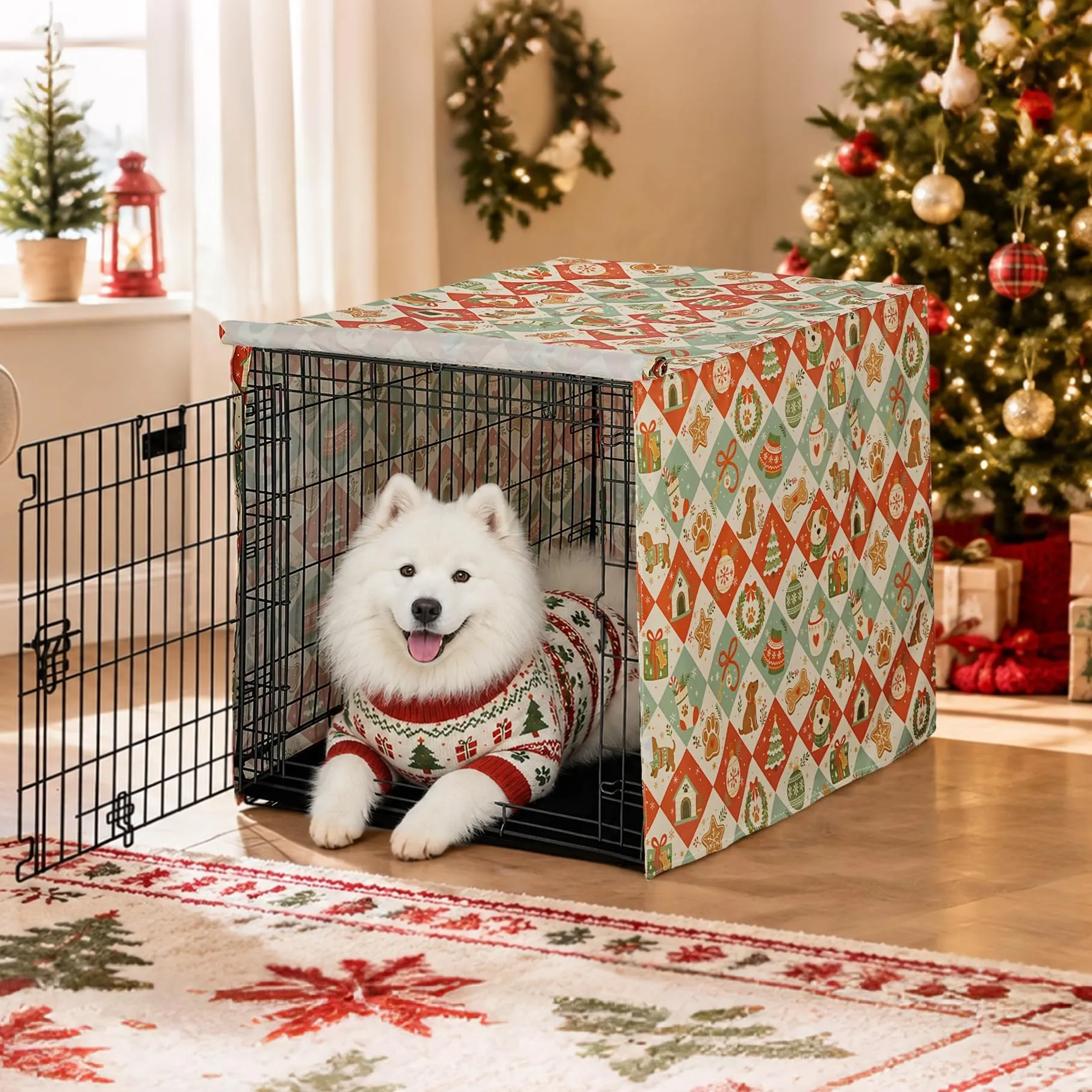 Explore Land Copertura per gabbia per cani, motivo natalizio - immagine 7