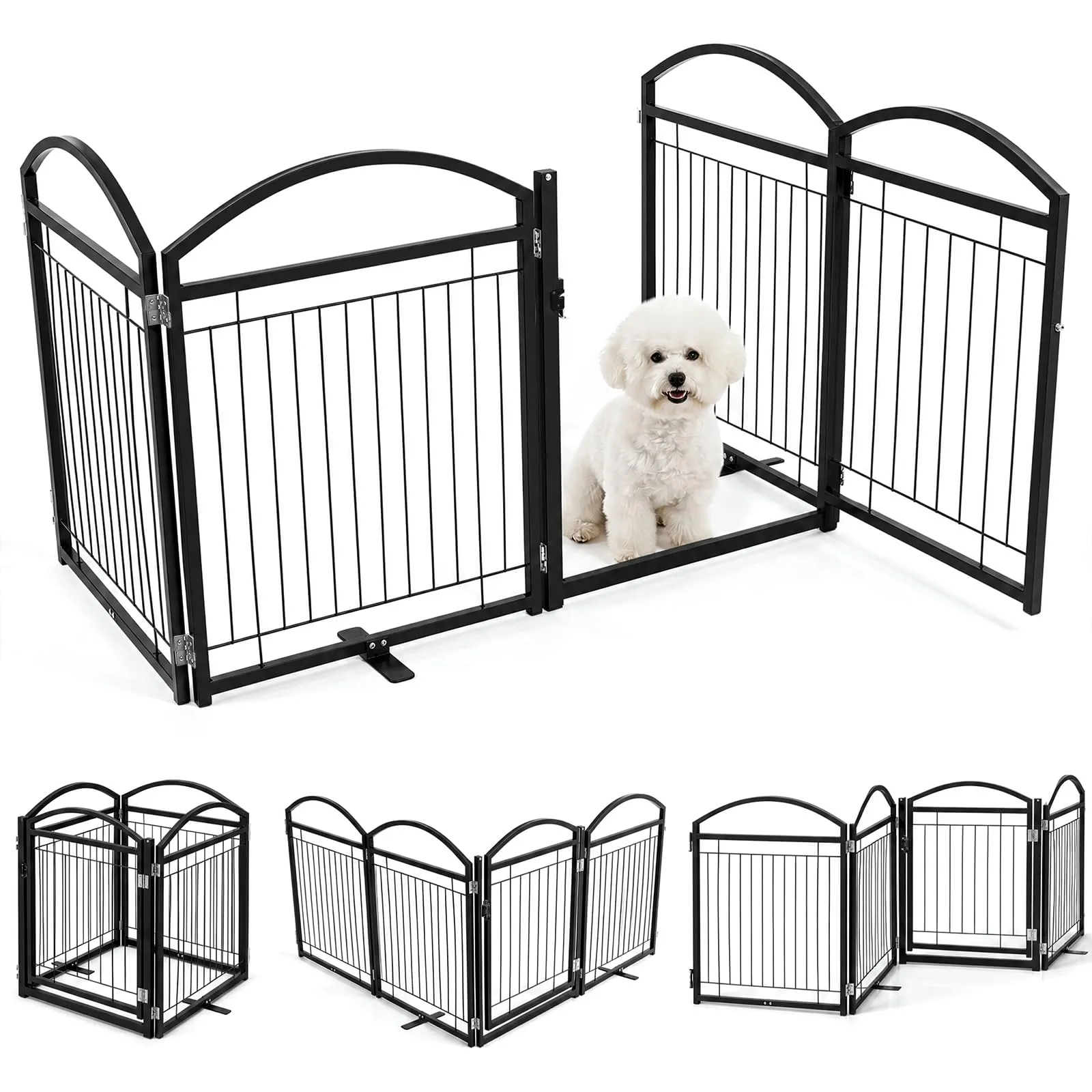 COSTWAY Recinto per Cani da Interno ed Esterno con 4 Pannelli (Nero) - immagine 1